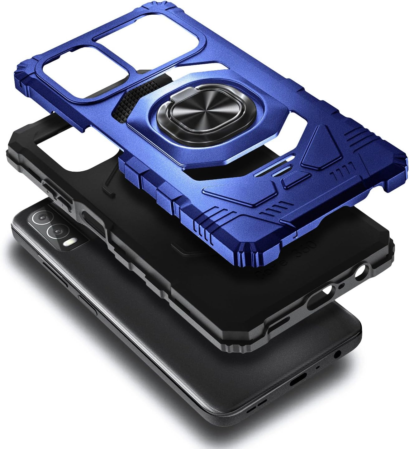 NZND Funda para Nokia C210 con protector de pantalla de vidrio templado (cobertura máxima), protección de cuerpo completo grado militar, funda