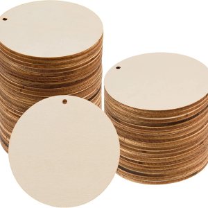 120 círculos de madera redondos de 3 pulgadas sin terminar con agujeros, etiquetas de madera, discos redondos de madera recortados para 120 círculos de madera redondos de 3 pulgadas sin terminar con agujeros, etiquetas de madera, discos redondos de madera recortados para