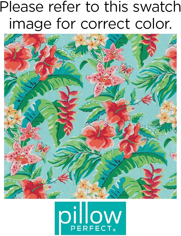 Pillow Perfect Tropic Floral – Cojín para asiento de silla de interiorexterior, acolchonado, resistente a la intemperie y a la decoloración, 19 x 19