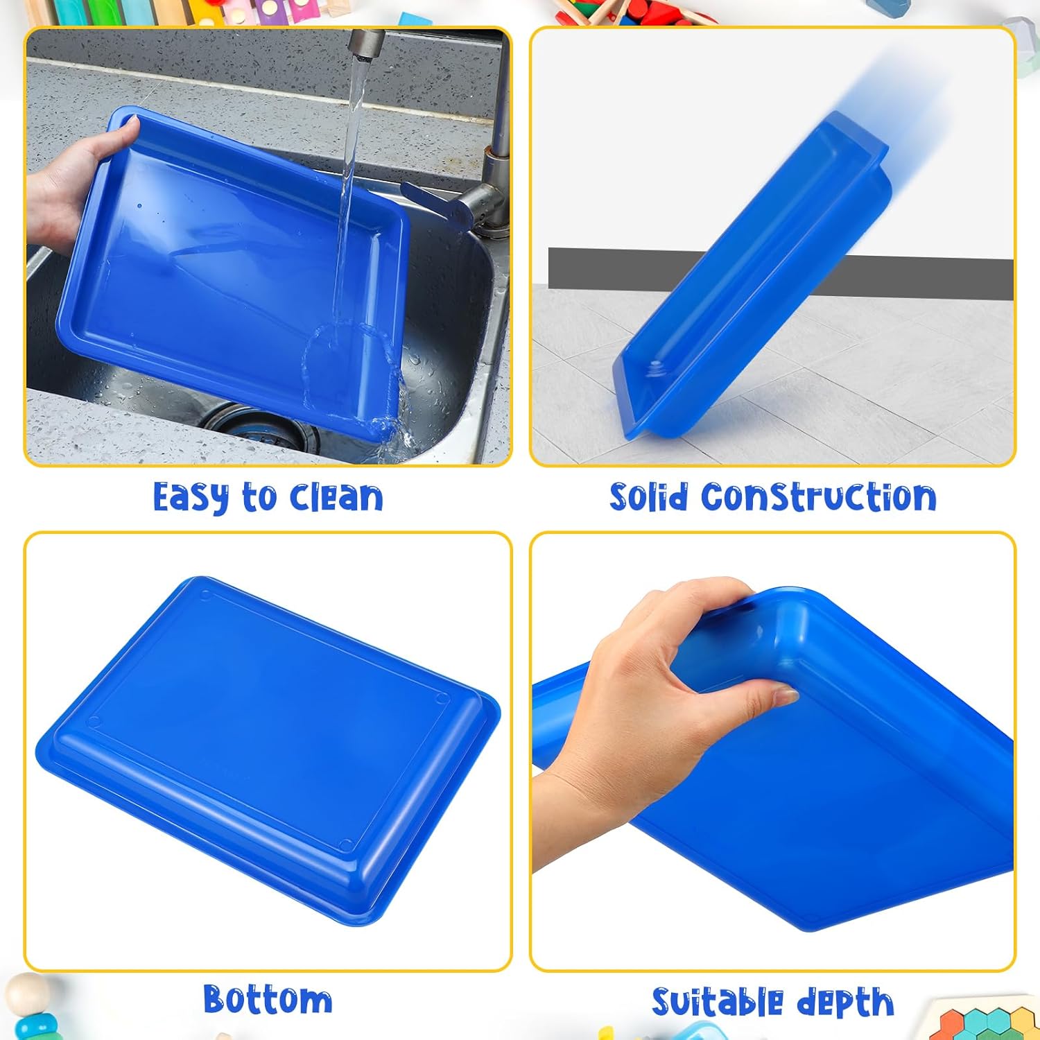 24 bandejas de plástico para actividades artísticas y bandejas de manualidades de 11 x 8.66 x 0.98 pulgadas, bandeja organizadora de servicios,