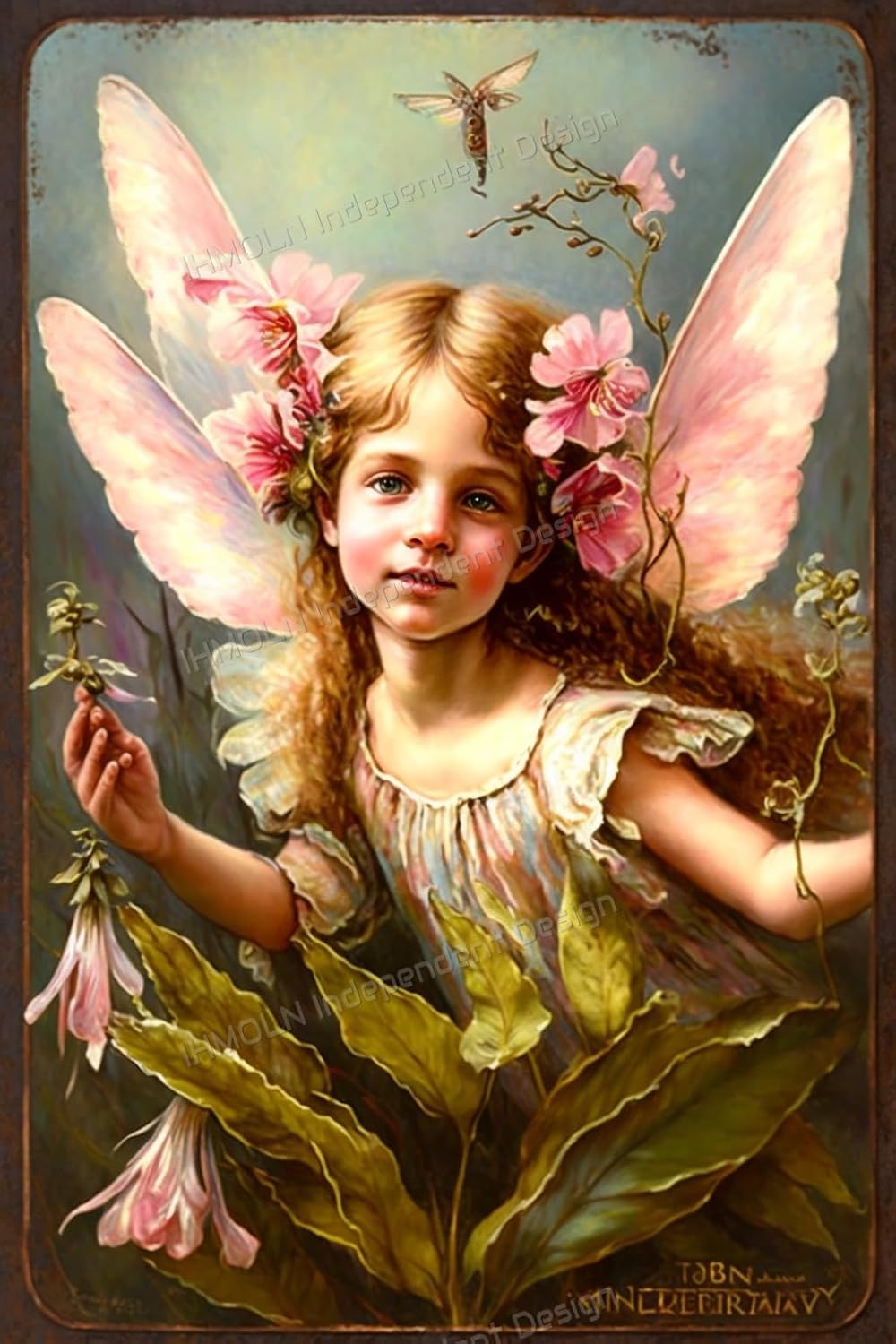 IHMOLN Pintura de diamante 5D de elfo de orquídea rosa para adultos y niños, kit de punto de cruz para principiantes, perforación redonda completa