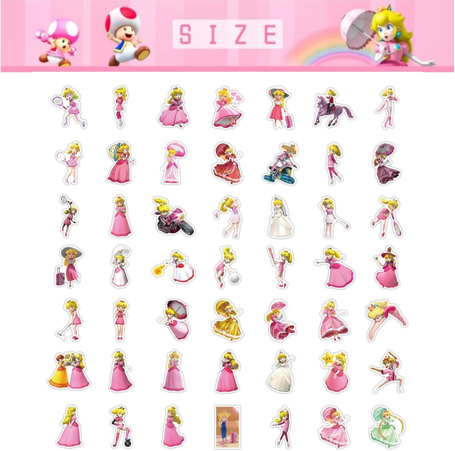 131 piezas de vajilla de fiesta de melocotón princesa para Mario, 50 calcomanías, 20 platos, 20 servilletas, 10 cuchillos, tenedores y cucharas, 10
