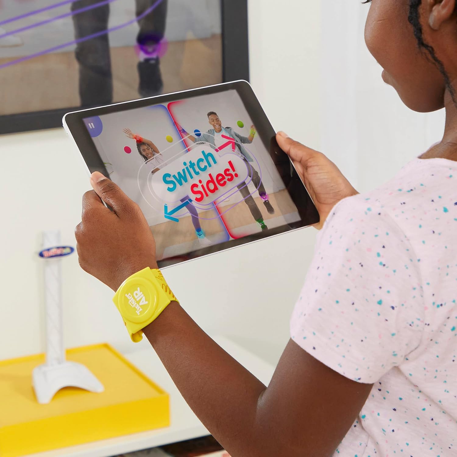 Hasbro Gaming Twister Air Game  AR App Play Game with Wrist and Ankle Bands  Links to Smart Devices  Active Party Games for Kids and Adults  Ages 8+