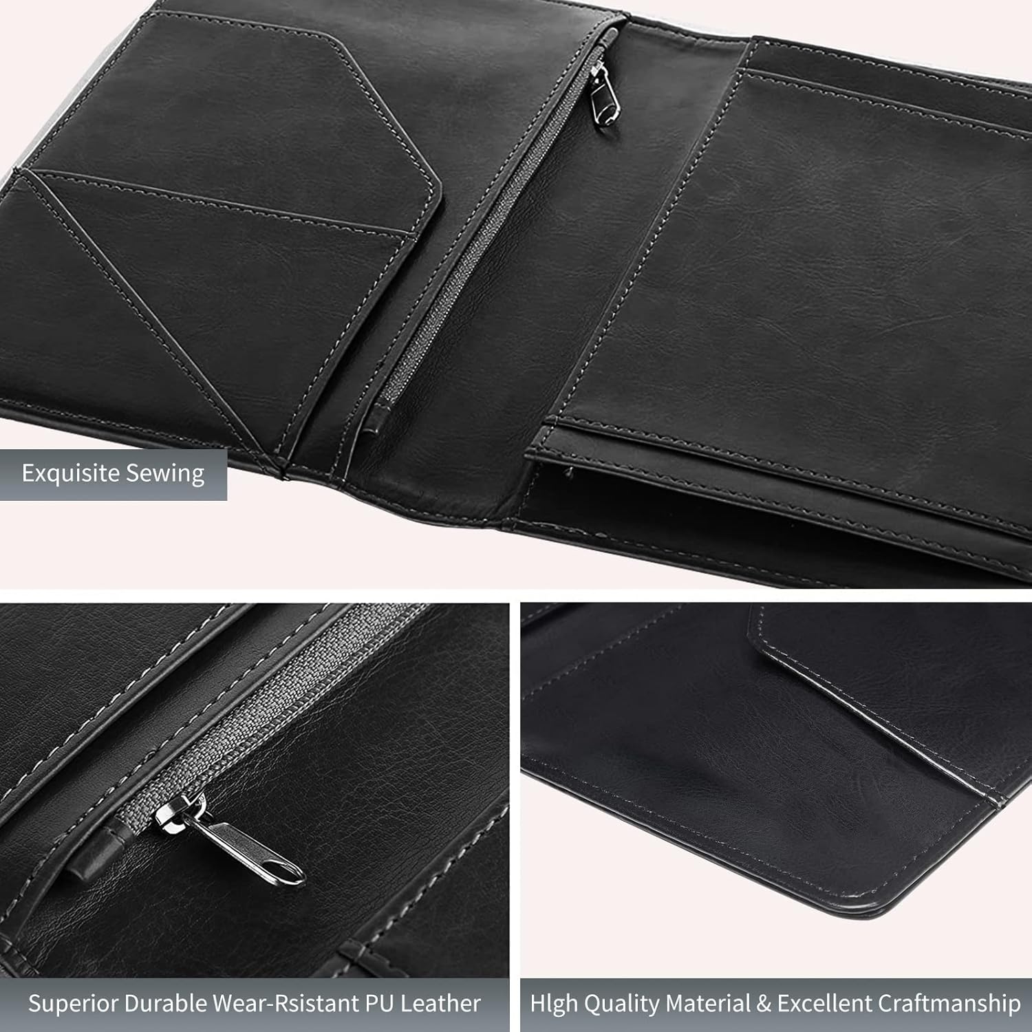 Librería de gato flores lindos libros de servidor para camarera, cartera de cuero para camarero con bolsillo para dinero, 5 x 8 camareras soporte