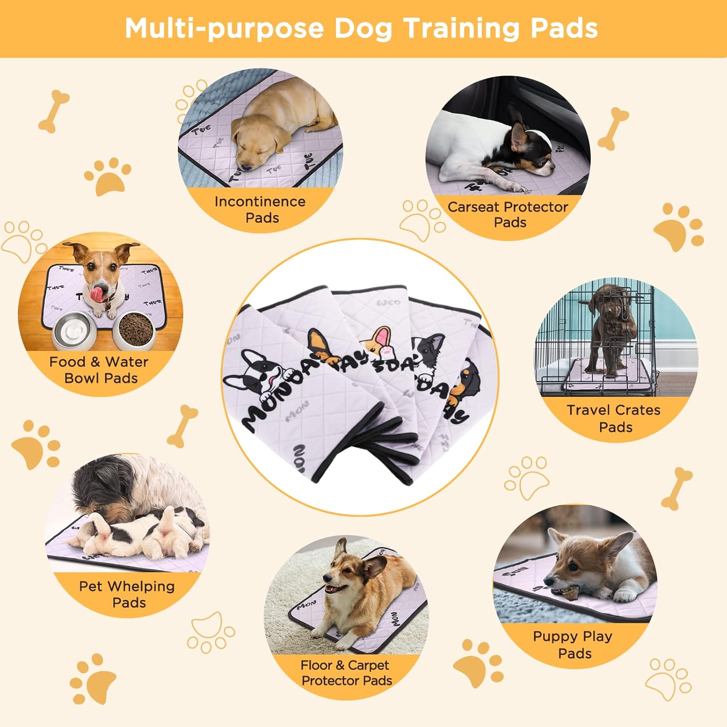 Paquete de 7 almohadillas lavables para orina de perros, almohadillas reutilizables para orina de perro, antideslizantes, impermeables, almohadillas