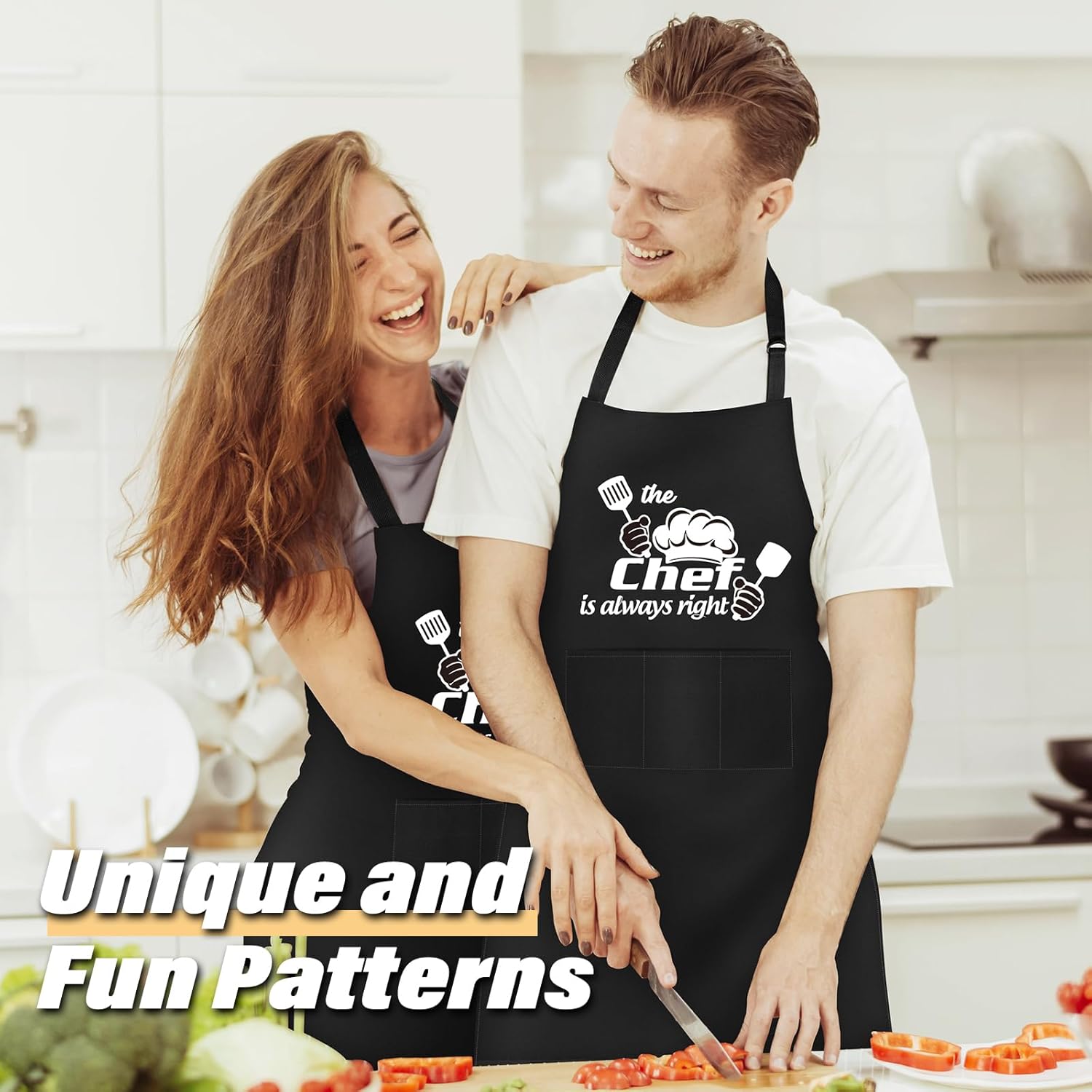 LONGESISM Delantal de cocina para hombres y mujeres, regalos del día de San Valentín para él, correa ajustable para el cuello, delantal de barbacoa,