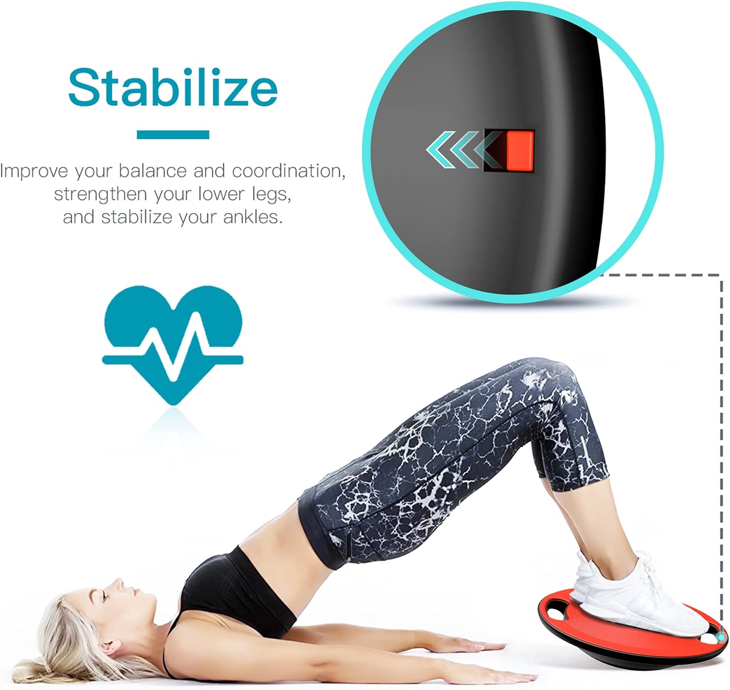 EVERYMILE Wobble Balance Board, Exercise Balance Stability Trainer Portable Balance Board with Handle for Workout Core Trainer Physical Therapy &