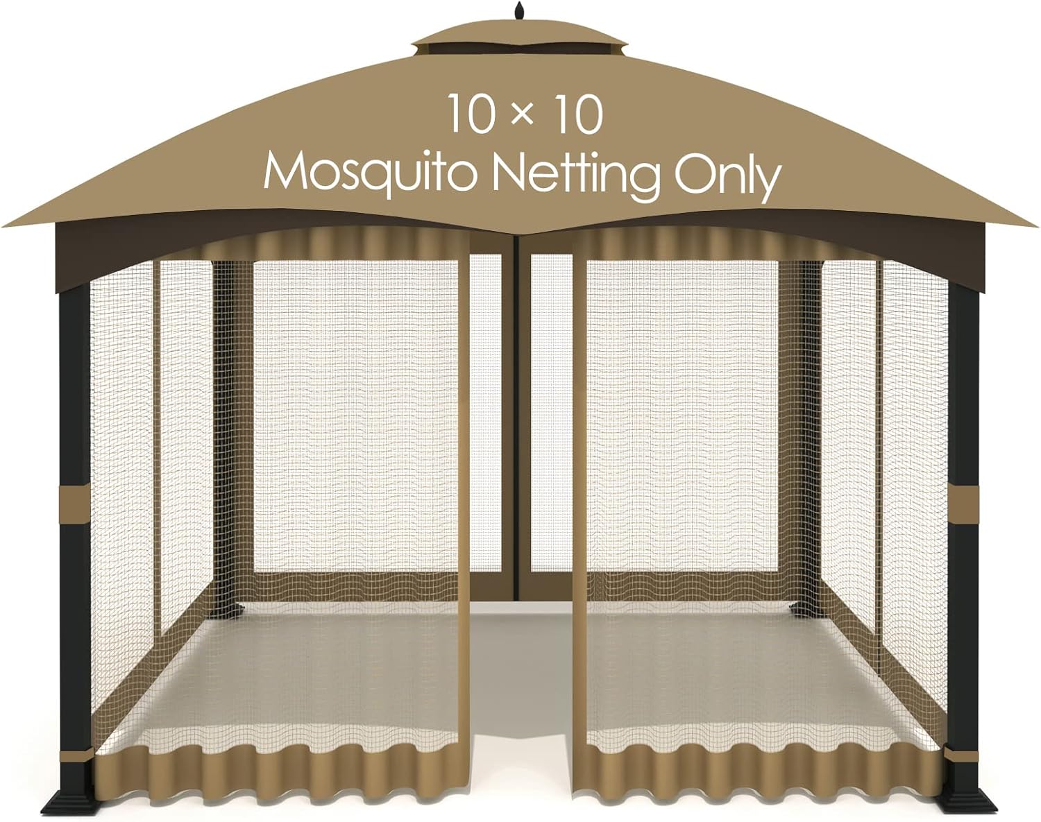 Tanxianzhe 10'x10' Gazebo Replacement Mosquito Netting 4-Panel Patio Screen Walls with Zipper (Khaki) - Imagen 4