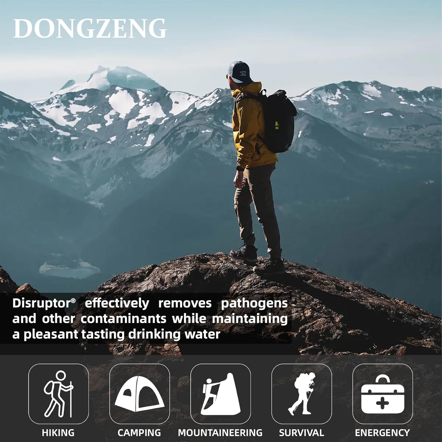 DONGZENG Filtro de agua personal con pajilla, ligero, reutilizable y sin BPA, material de filtro compuesto sistema de microfiltro ideal para