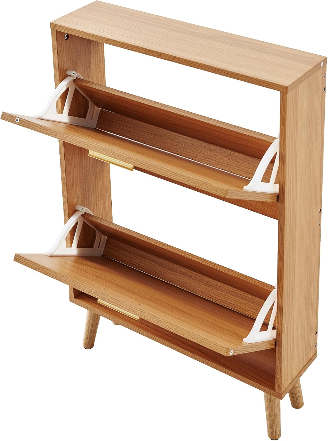 VEVOR Shoe Storage Cabinet for Entryway, 23.6″ D x 6.6″ W x 34.5″ H, Wood Color