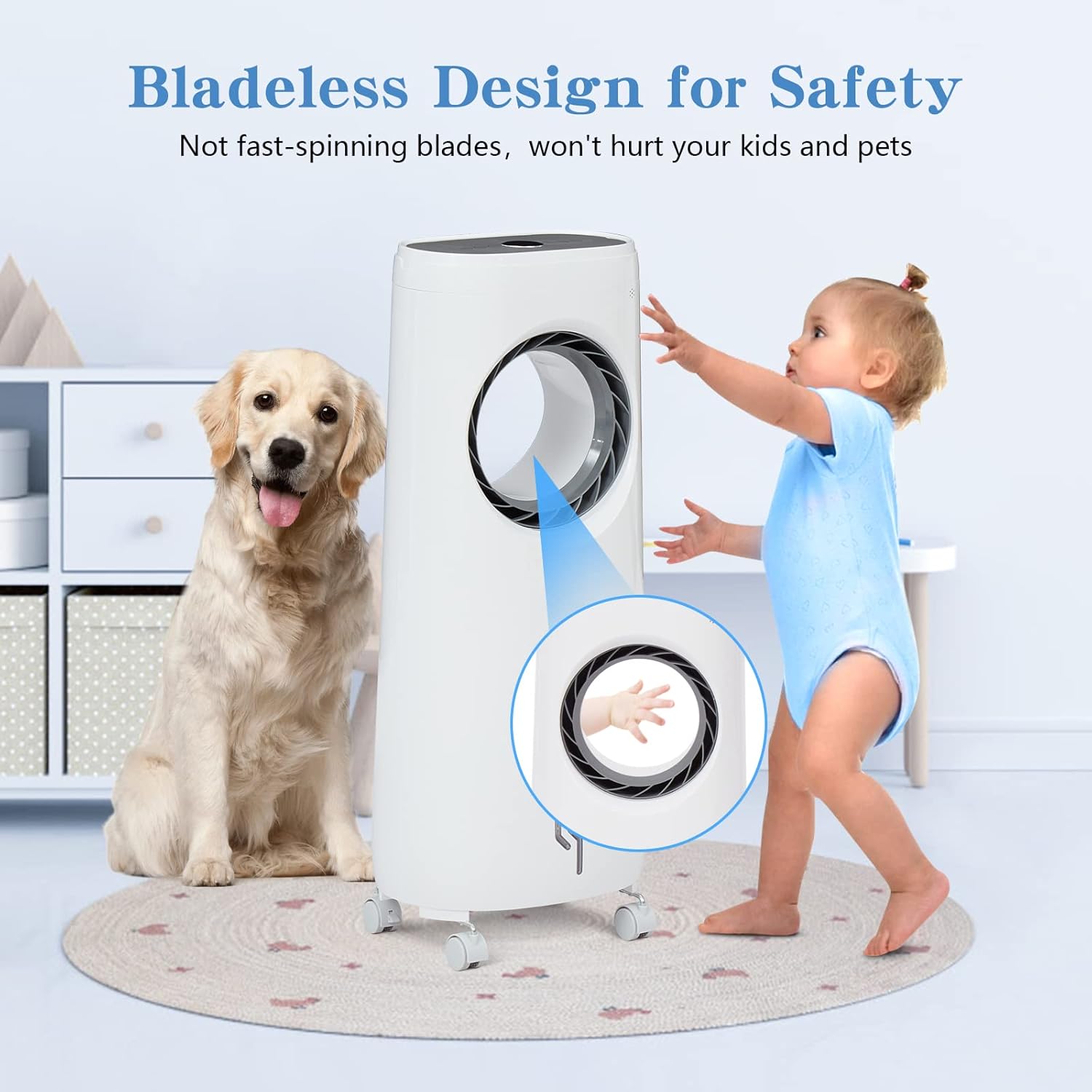 Enfriador de aire evaporativo, aire acondicionado portátil, enfriamiento instantáneo y humidificación con temporizador de 7.5 horas, 3 velocidades y