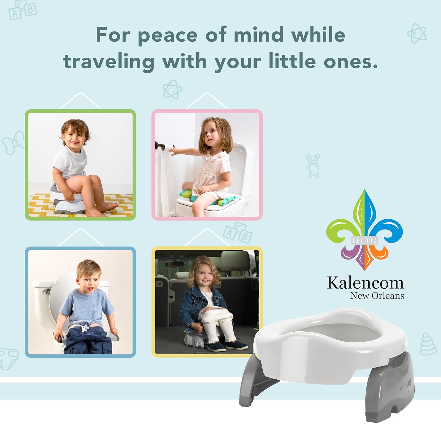 Kalencom Potette Plus – Asiento de viaje 2 en 1 para ir al baño y entrenador, asiento de inodoro de entrenamiento de doble propósito, orinal