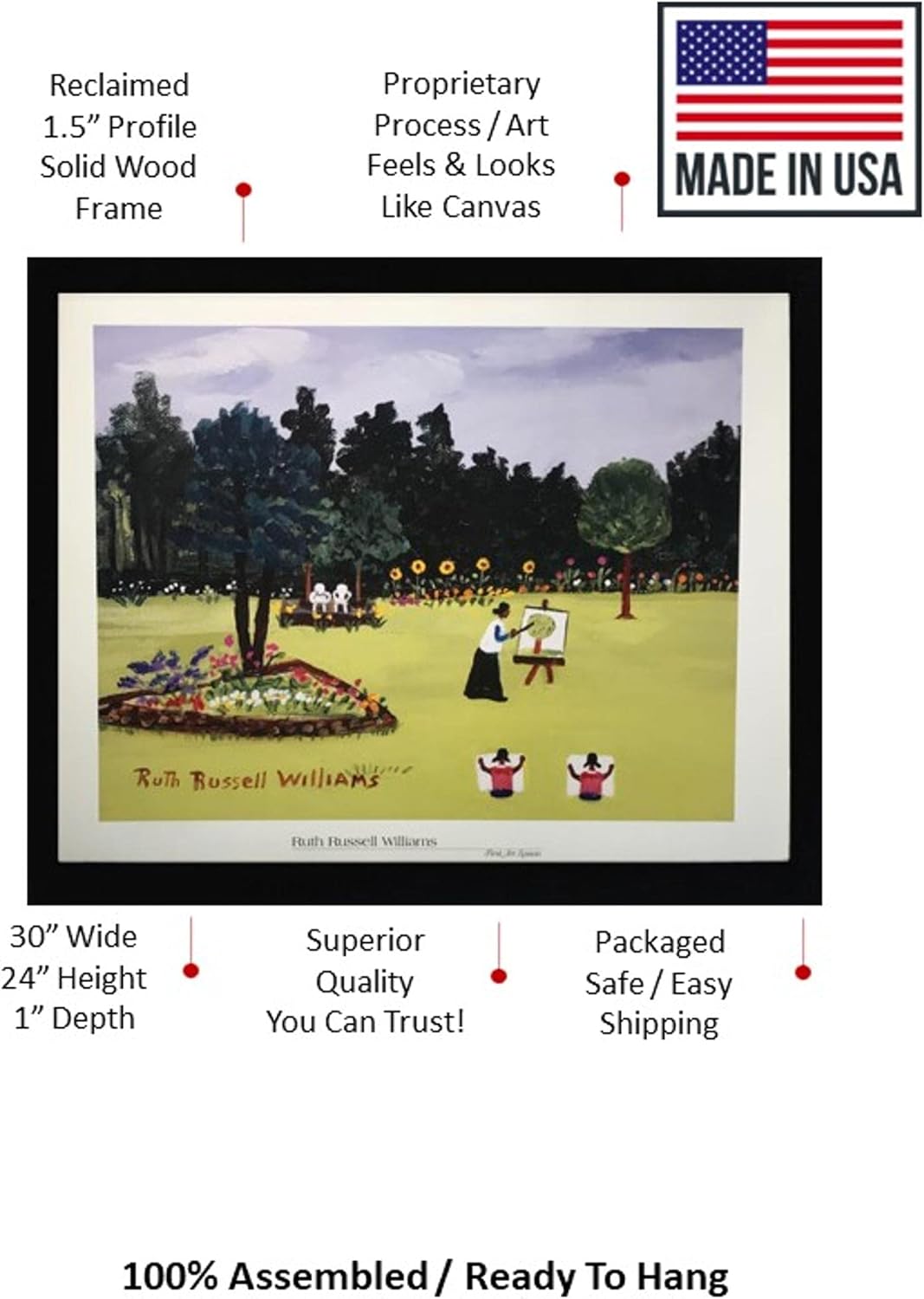 Ruth Russell Williams – Póster enmarcado para decoración de pared afroamericana, obra de arte de historia negra, 22 x 28 pulgadas (lienzo como