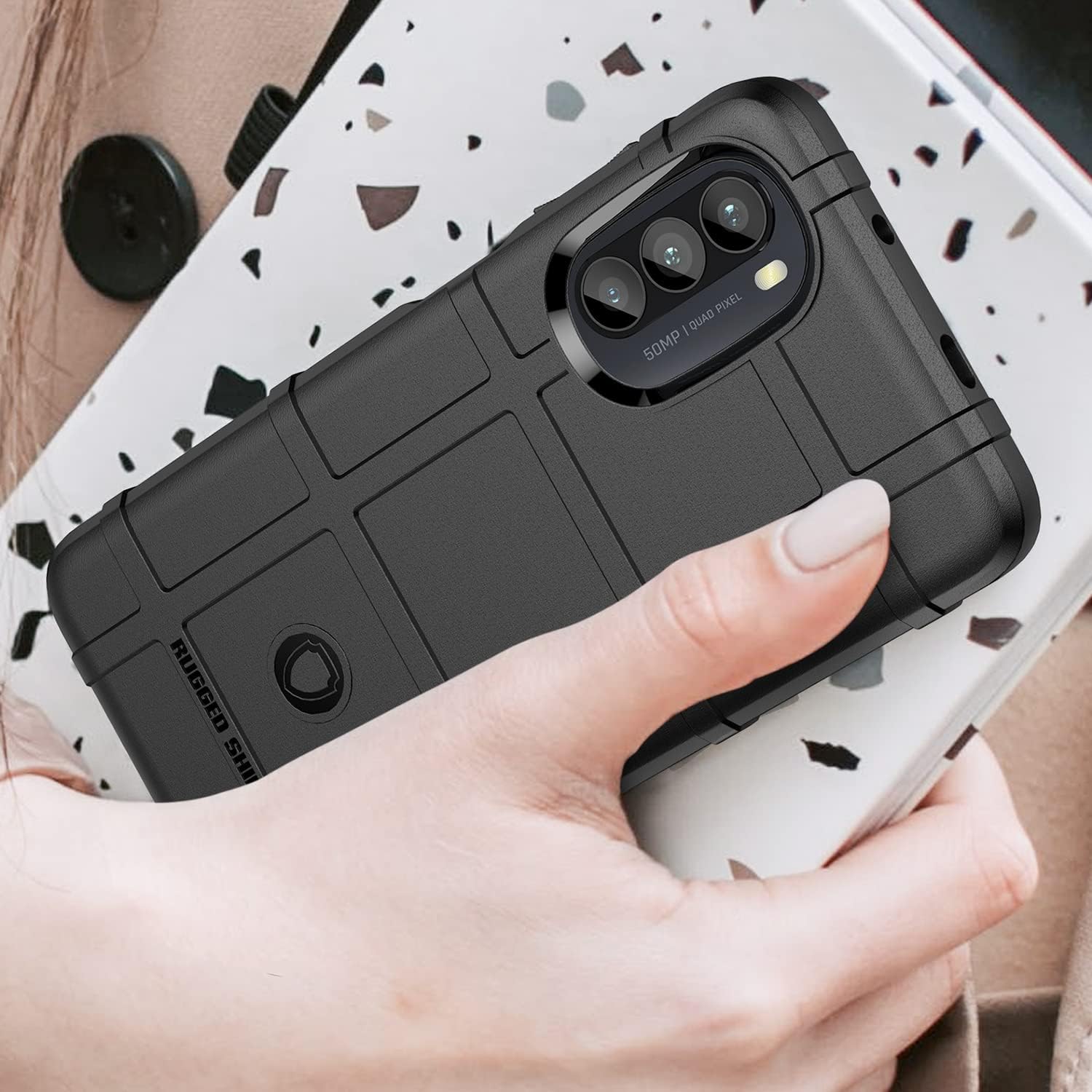 Funda delgada para Motorola G52, funda delgada con protección de lente de cámara de grado militar a prueba de golpes y protección del lente de