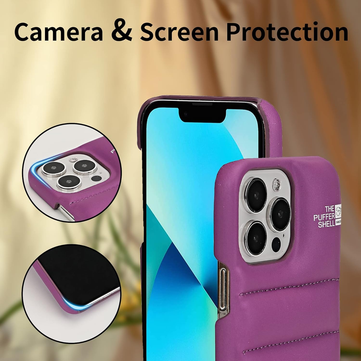 Funda acolchada para teléfono, compatible con iPhone 11, diseño bonito antiarañazos, material suave al tacto, funda protectora 3D a prueba de
