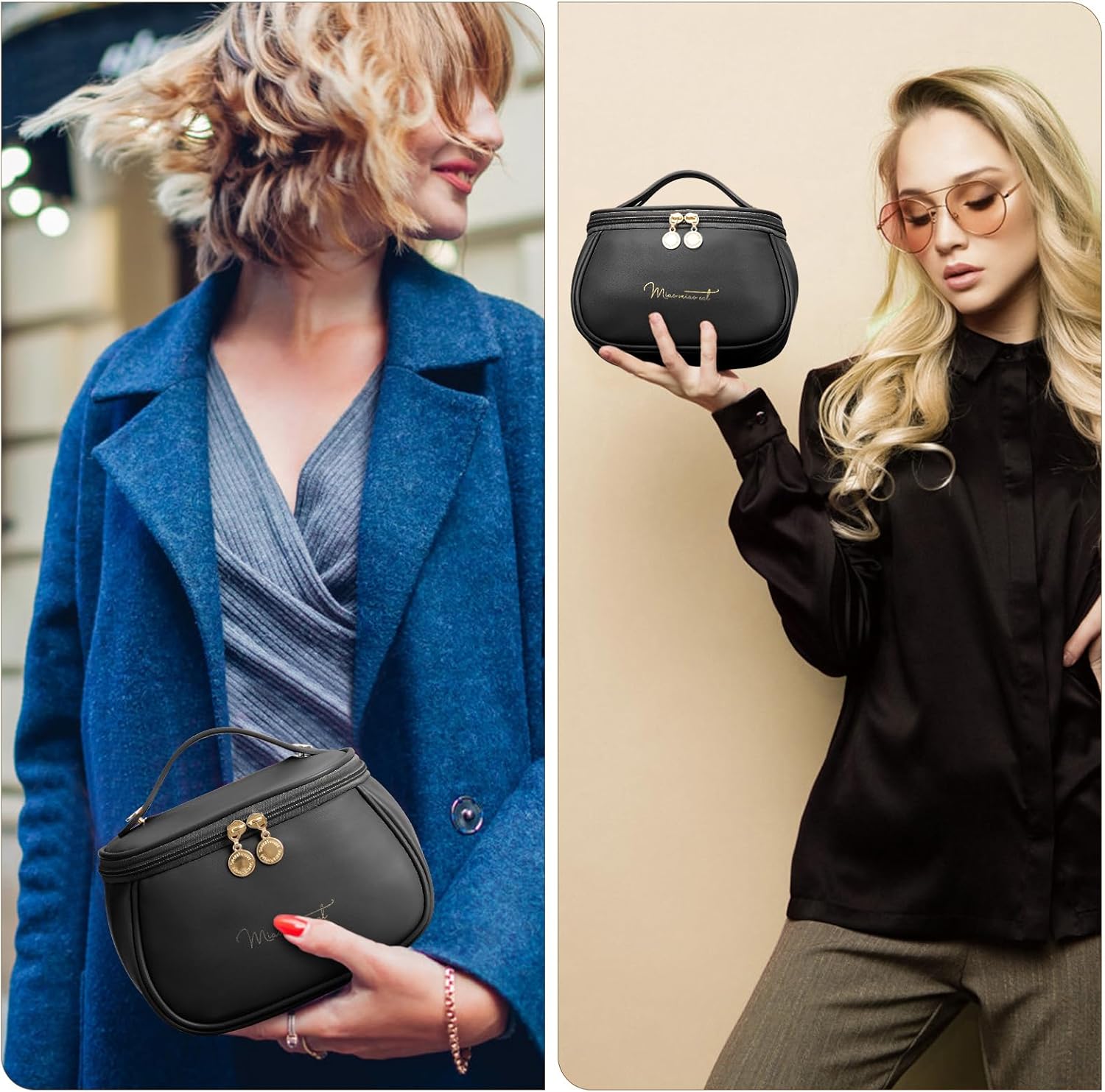 BLUEFATTY Bolsas de cosméticos para mujer, bolsa de maquillaje de viaje de gran capacidad, organizador de maquillaje e, Negro -, Moda Small