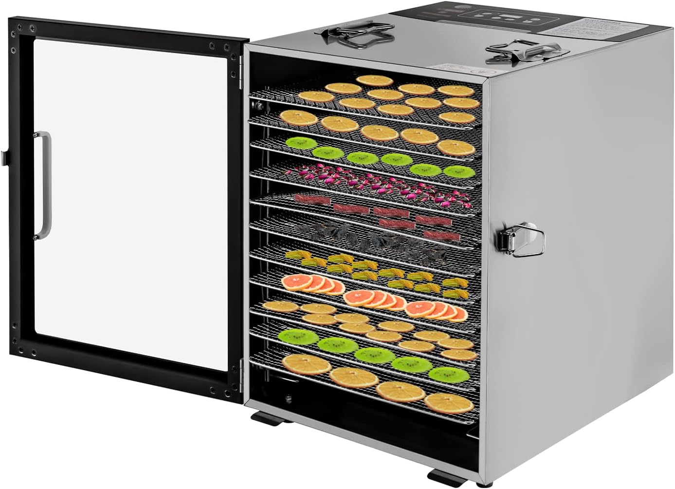 Deshidratadores de alimentos para encimera, máquina secadora de acero inoxidable con temporizador ajustable, control de temperatura de 86.0-176.0 F