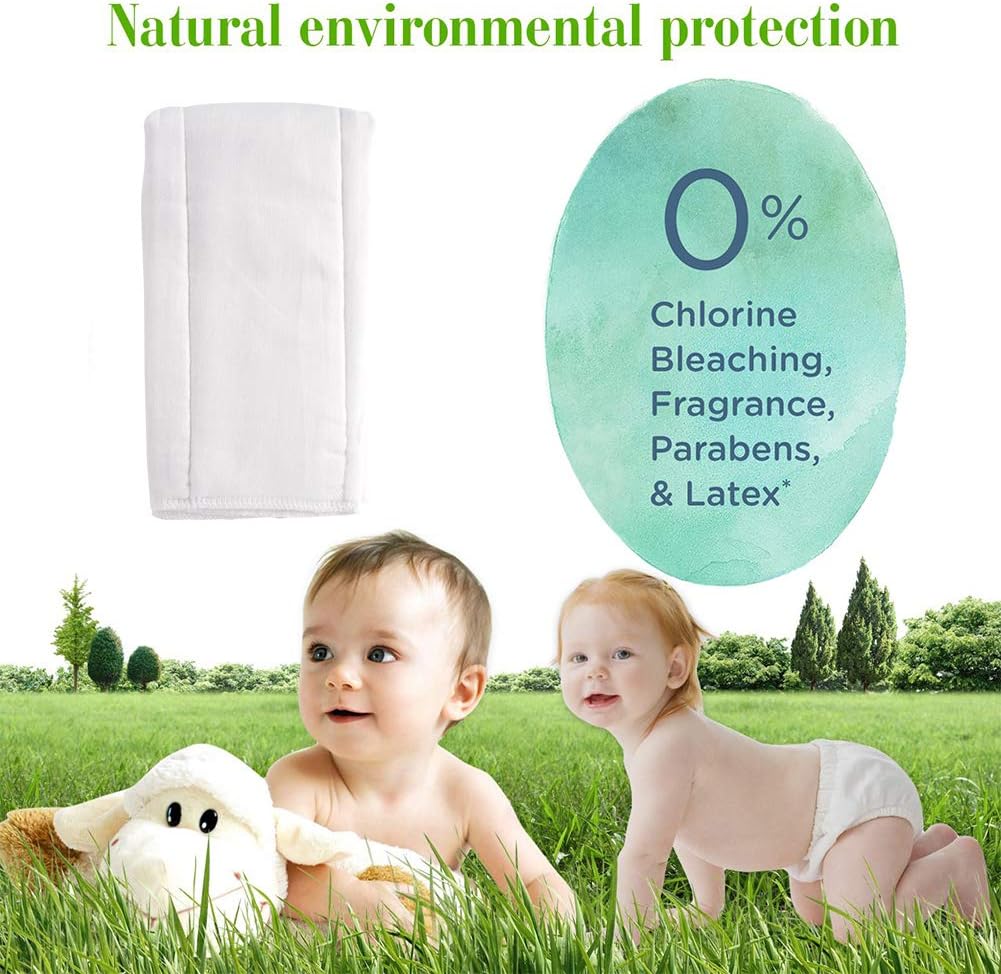Pañales de tela preplegados de algodón, 100% algodón de primera calidad sin blanquear, pañales lavables de 6 capas para bebés y niños pequeños