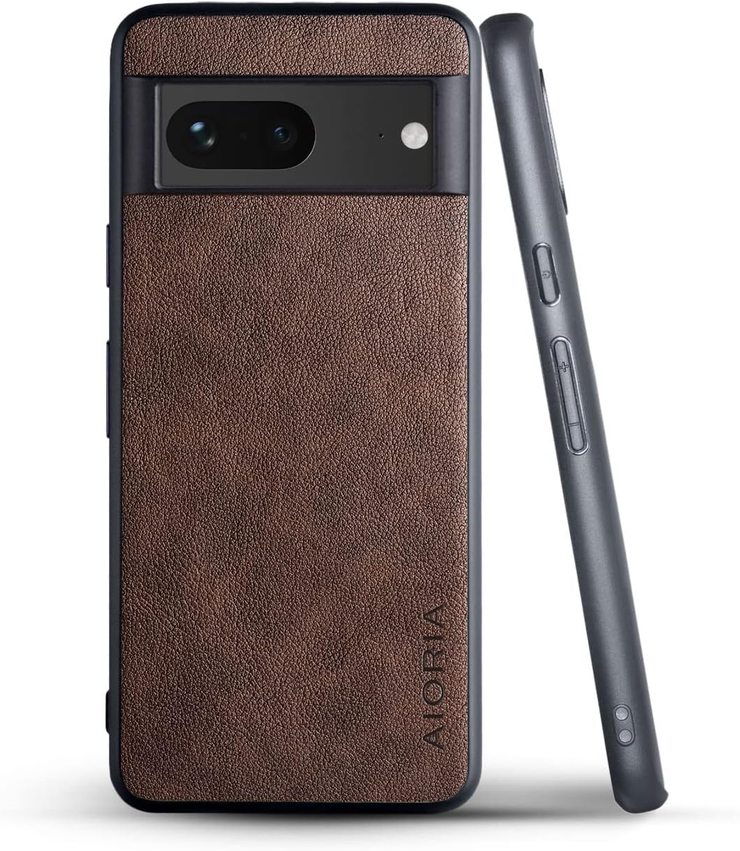 AIORIA Funda para Google Pixel 7A, funda de cuero prémium para teléfono, diseño retro, funda protectora completa para Google Pixel 7A 5G (café)