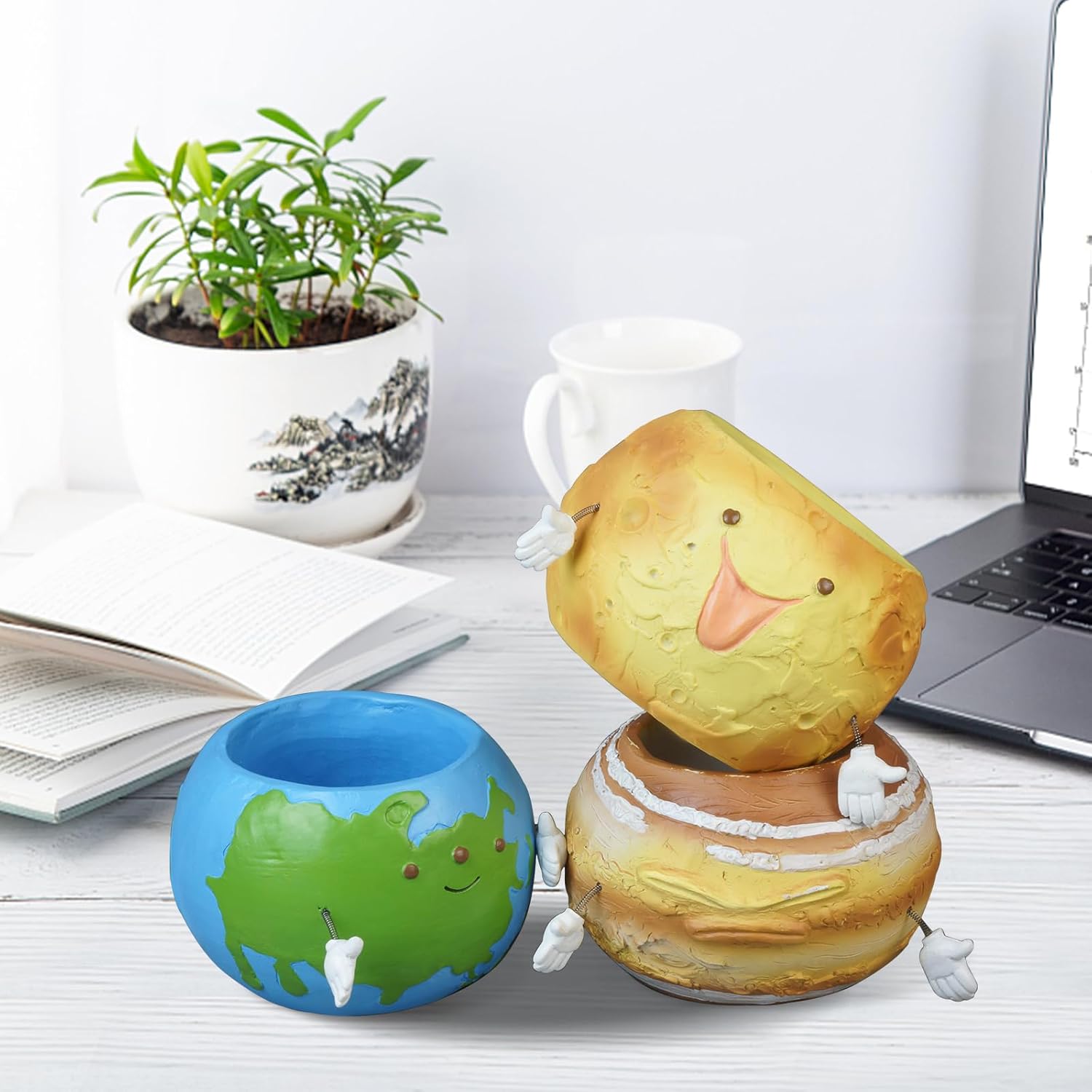Cinf Macetas de resina en forma de muñeca de jardín de plantas verdes bonitas macetas encantadoras macetas para bolígrafo, maceta decorativa moderna