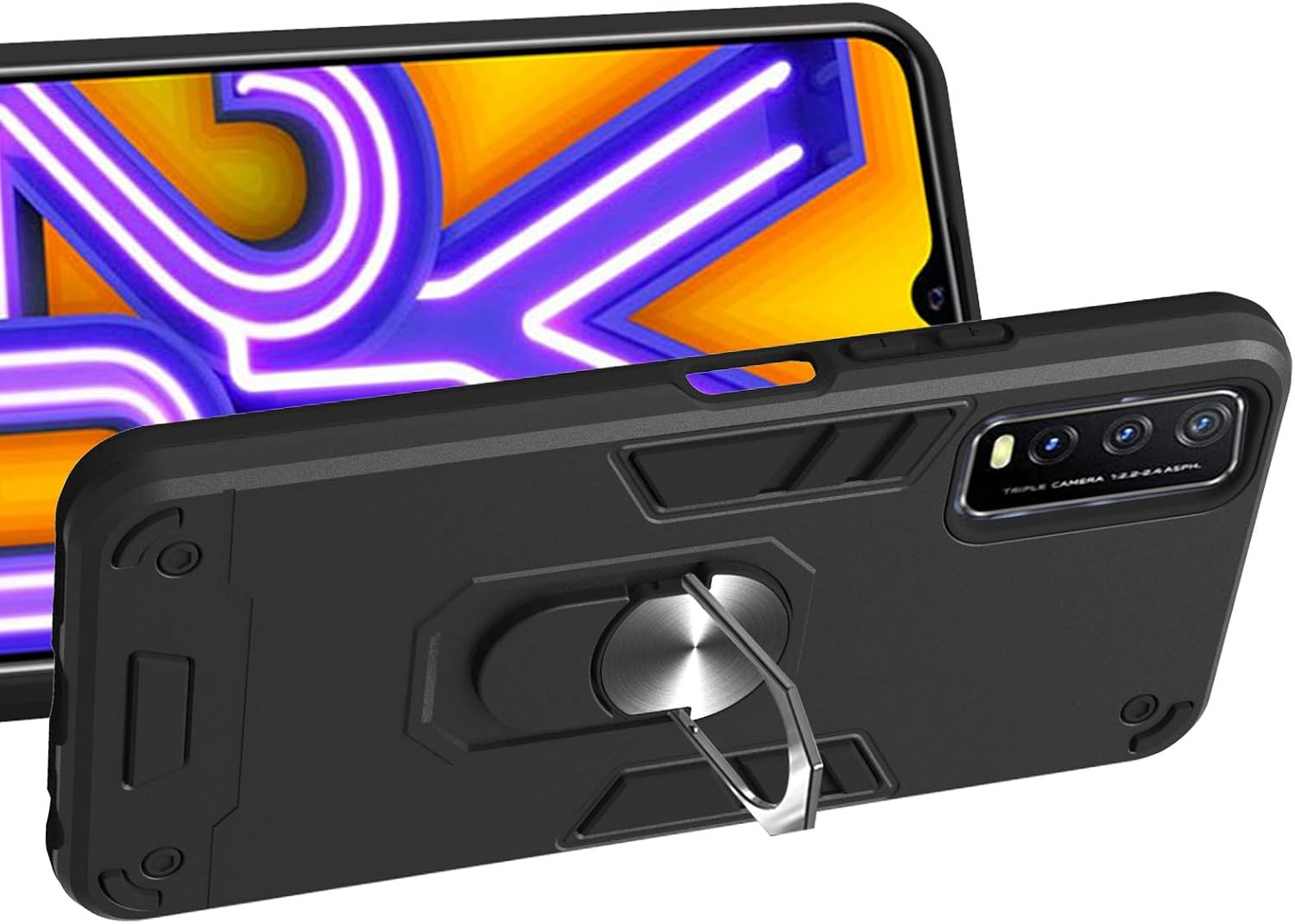 Funda compatible con Vivo Y21s 4G, anillo integrado con soporte magnético compatible con Vivo Y33s 4G  Y21 4G funda 2 en 1 a prueba de golpes, color
