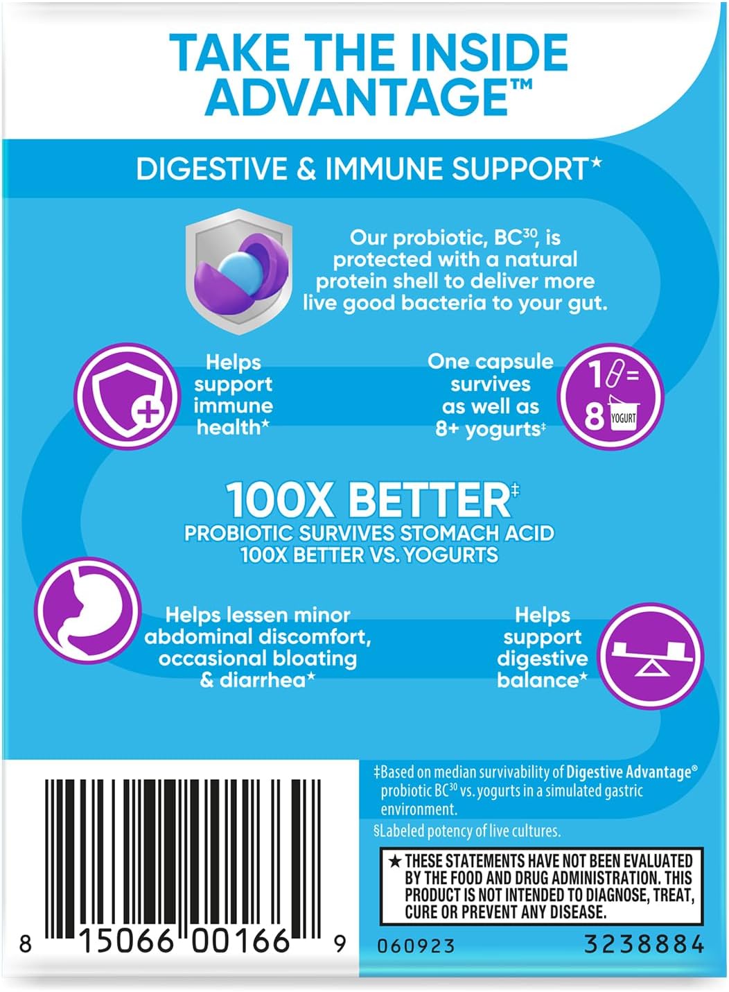 Digestive Advantage probiótico diario, 30 cápsulas (Paquete de 3)