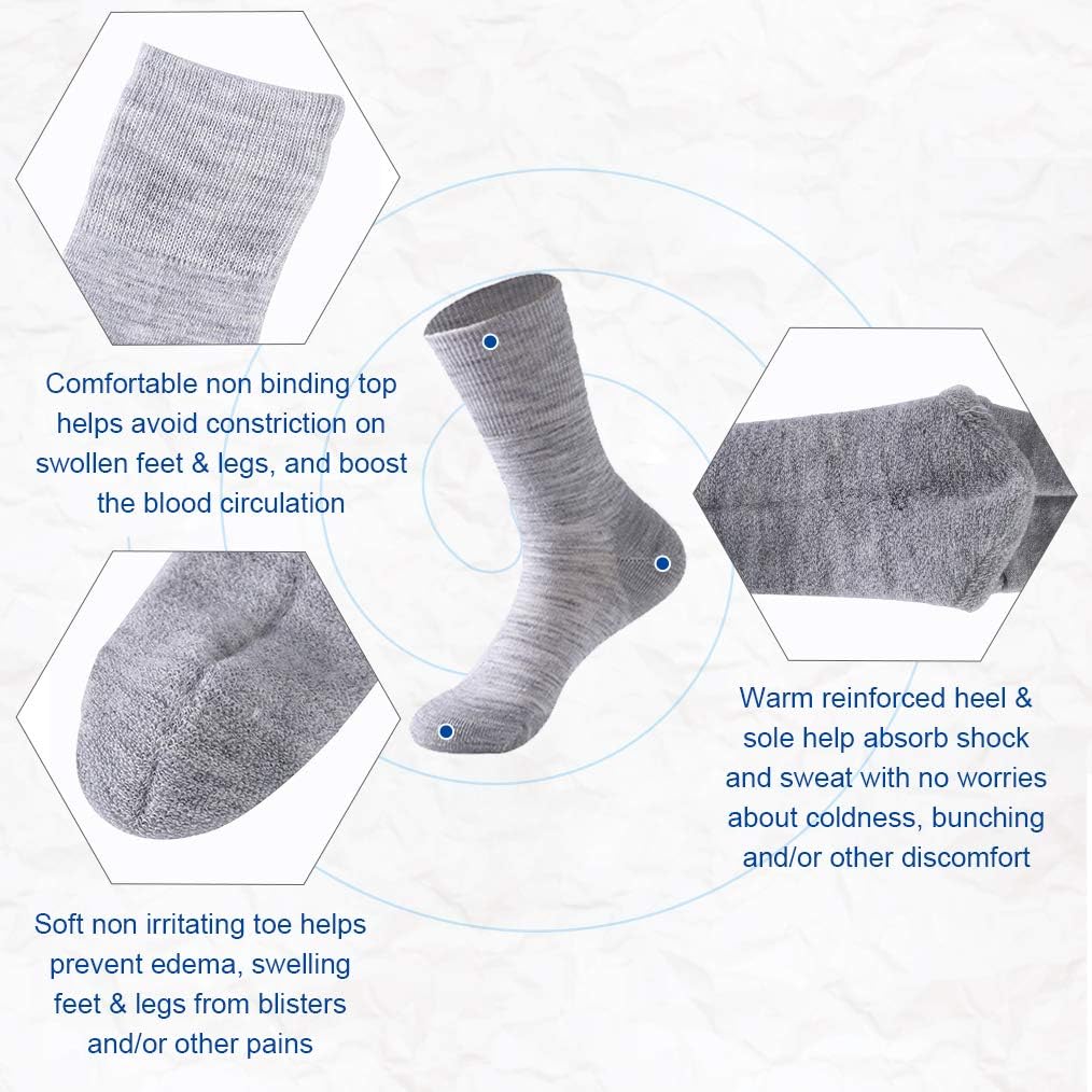 Forcool Calcetines de lana merina para diabéticos para hombres y mujeres, ML, XL, 13 pares