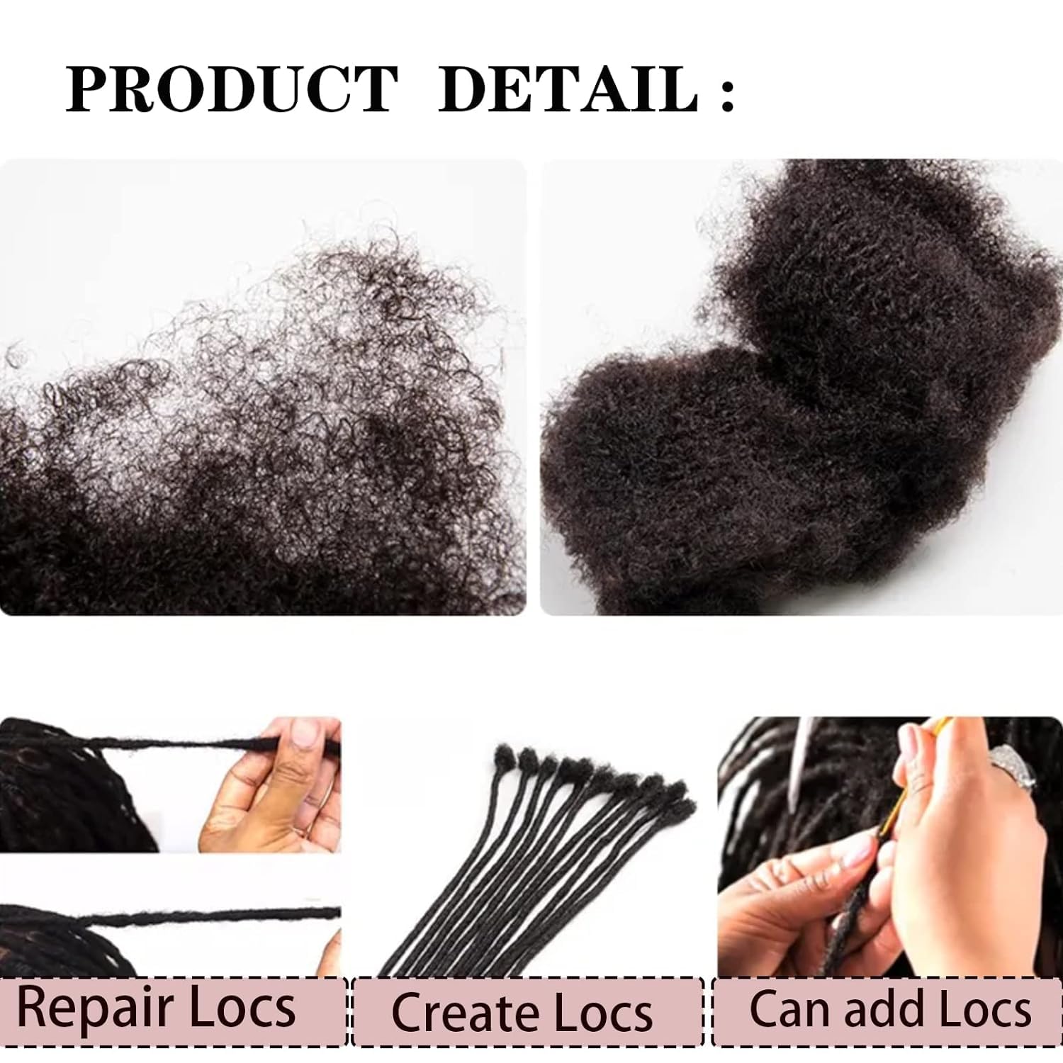 Cabello humano afro rizado a granel para extensiones de rastas, trenzas torcidas, cabello trenzado 100% natural, se puede decolorar y teñir, 1.06 oz