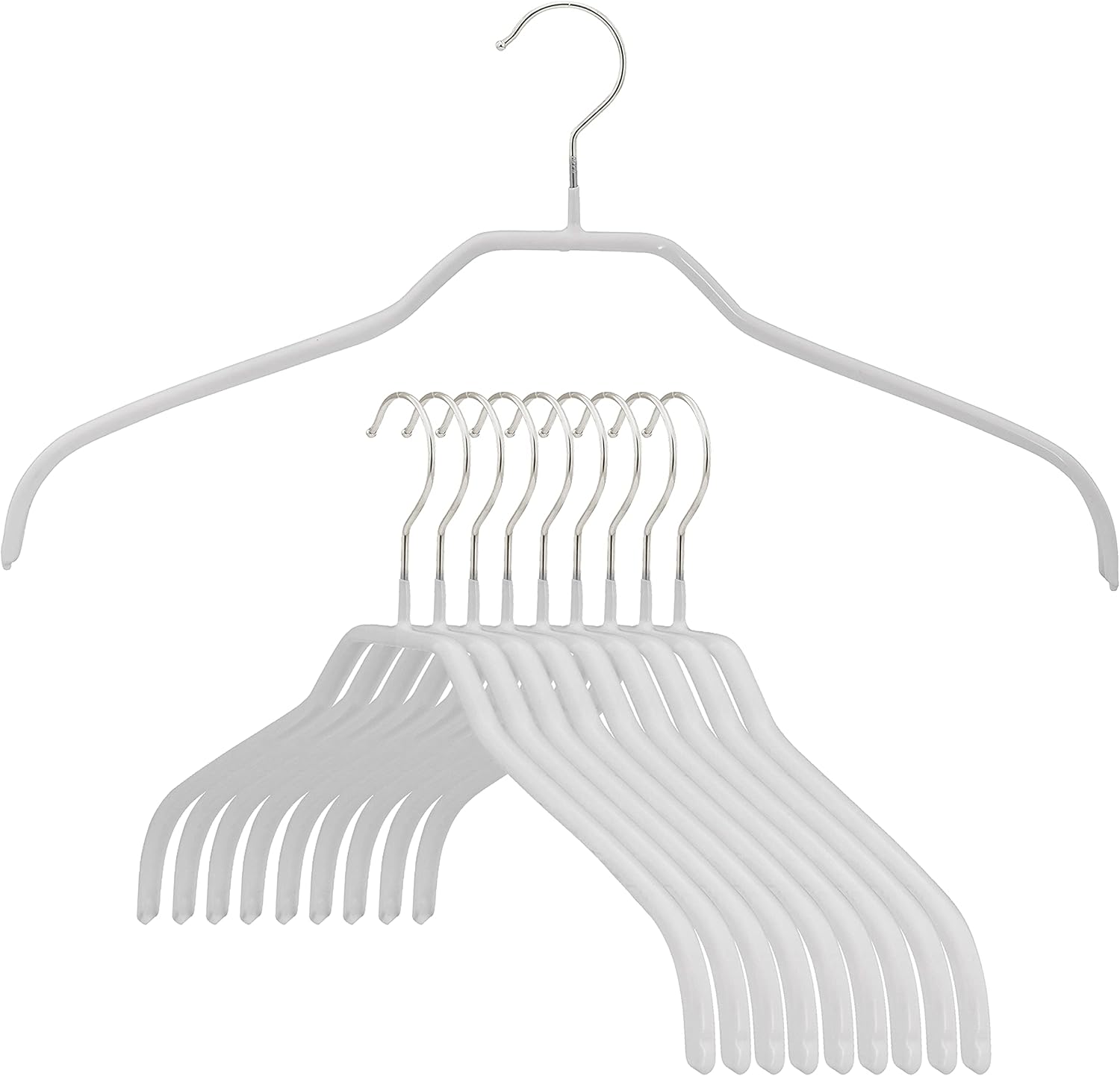 MAWA Ft Reston Lloyd Silhouette Series – Percha antideslizante que ahorra espacio para camisas y vestidos, estilo 41F, juego de 10, color blanco,