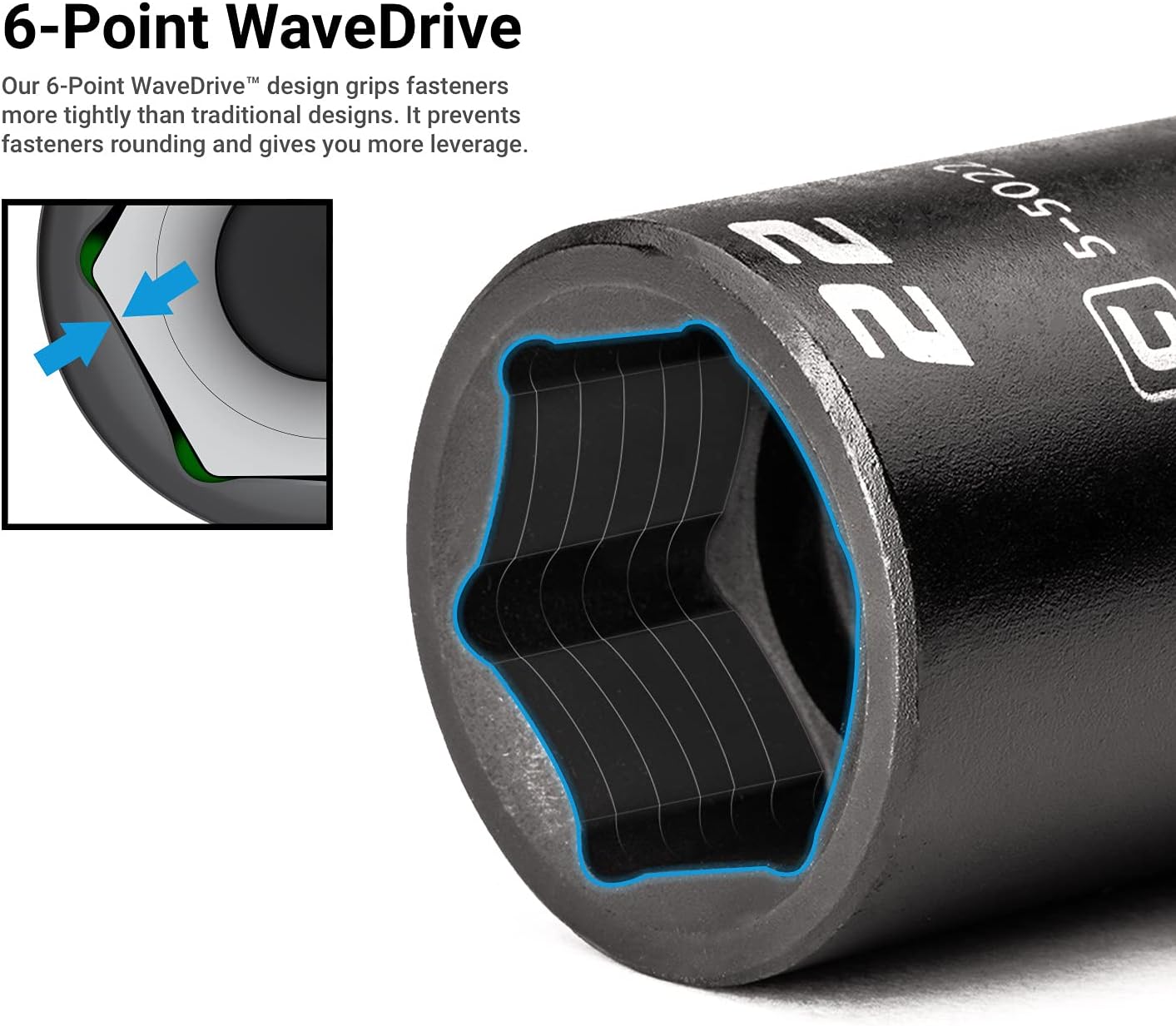 Capri Tools 0.866 in Stubby Impact Socket, 38 pulg. Drive, 6 puntos, métrico