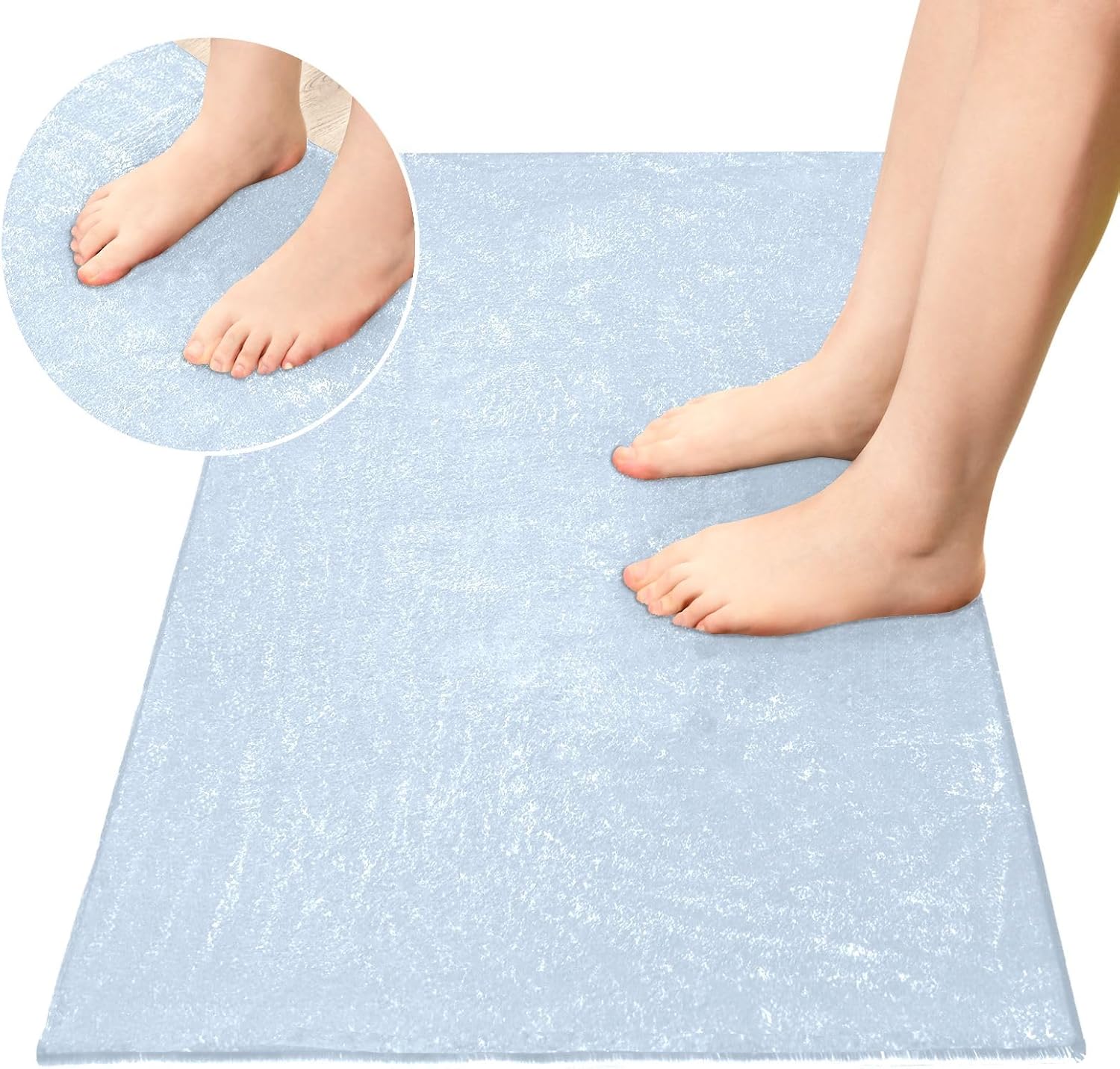 Elegante alfombra absorbente azul para suelo de baño, cómodas alfombras de baño antideslizantes, tapetes de baño de felpa duraderos, 39 x 20 pulgadas