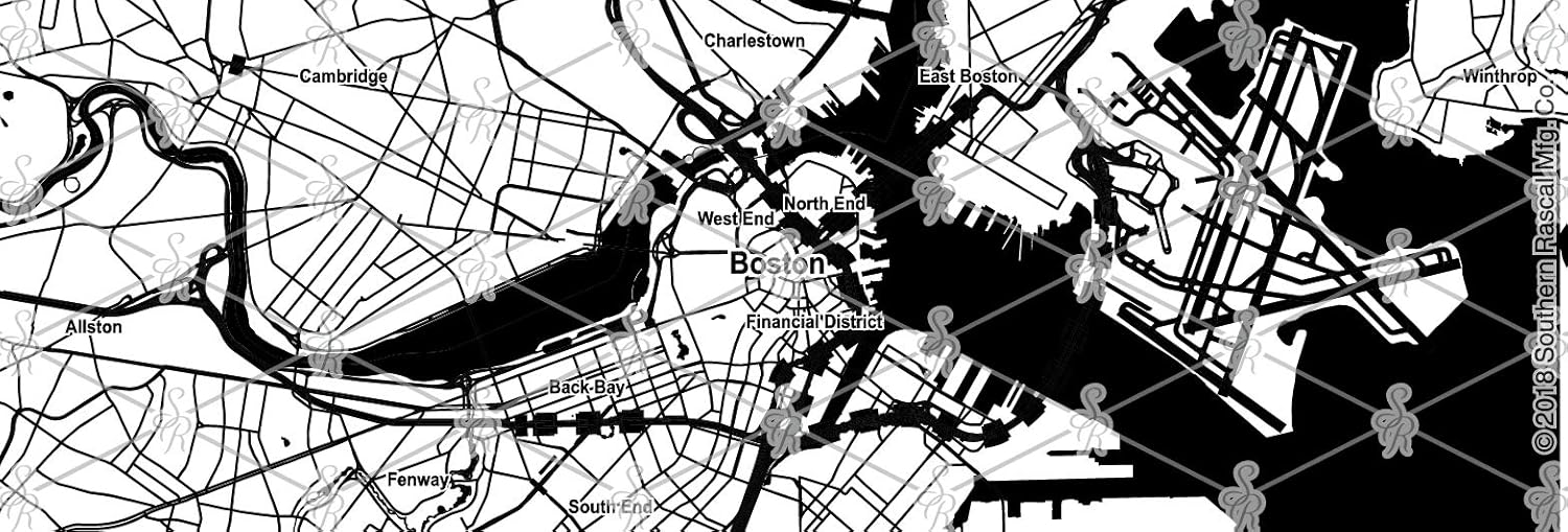 Boston City Map Copa de whisky Massachusetts