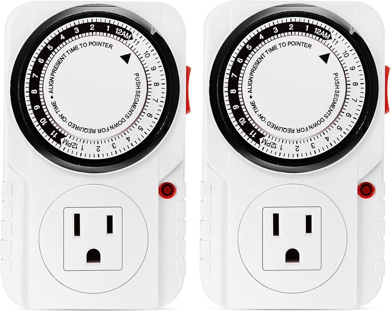 iPower Temporizador mecánico enchufable de 24 horas, temporizador para enchufes eléctricos acuario conectado a tierra, luz de crecimiento,