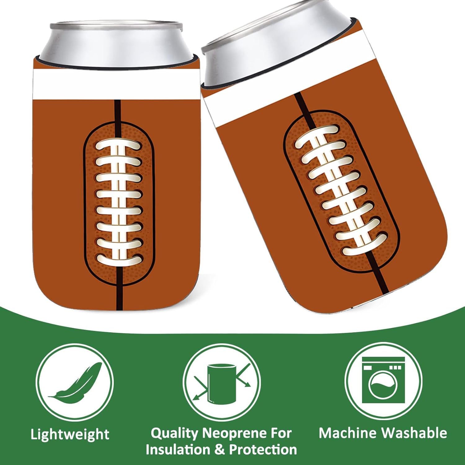 12 fundas para latas de fútbol, de neopreno, refrescos, de neopreno, termoenfriadores para amantes del deporte, fundas de bebidas, suministros de