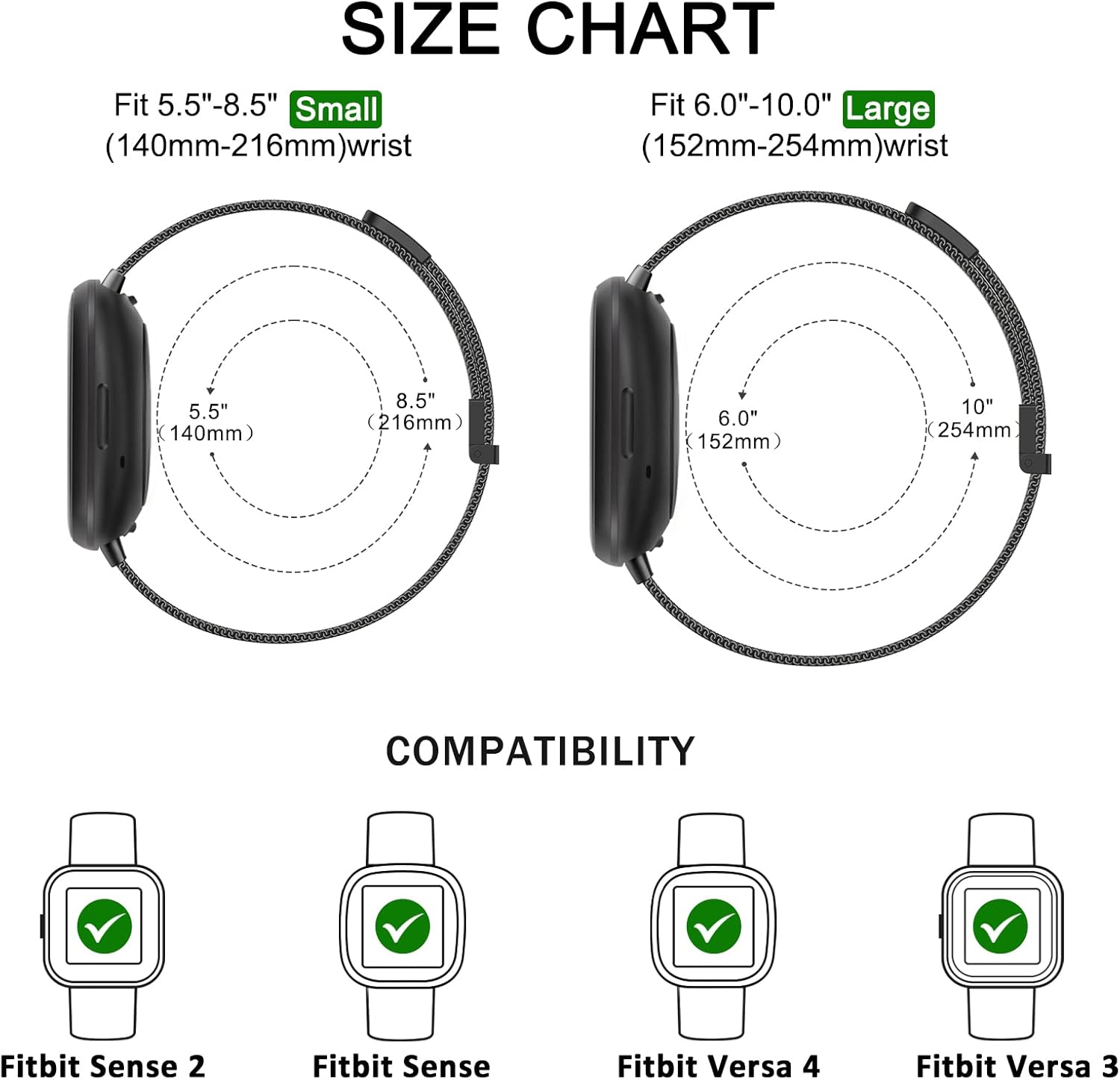 Correa de metal para Fitbit Sense 2  Sense Bands, Fitbit Versa 4  Versa 3 bandas para mujeres y hombres, correa de repuesto magnética de malla de