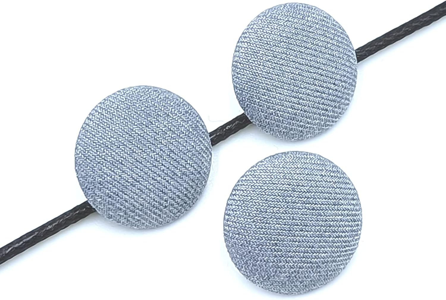 YOOGCORETT Botones redondos cubiertos de tela gris con botones de vástago de metal para coser manualidades, suministros hechos a mano, 0.787 in