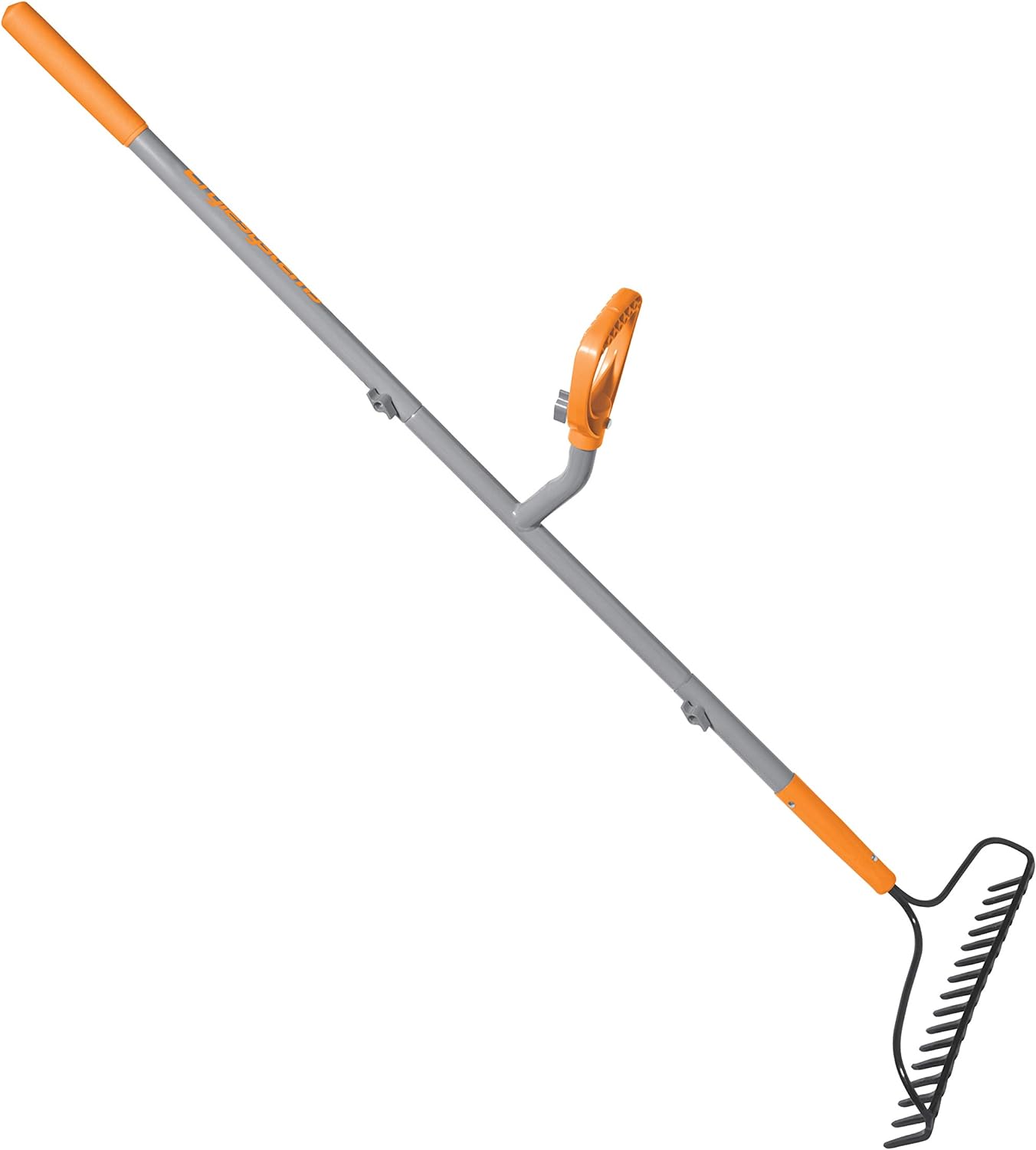 ERGIESHOVEL ERG-BWRK16 Rastrillo de arco de acero reductor de tensión, resistente a los impactos, de 16 púas, astil de 54 pulgadas, con segunda asa