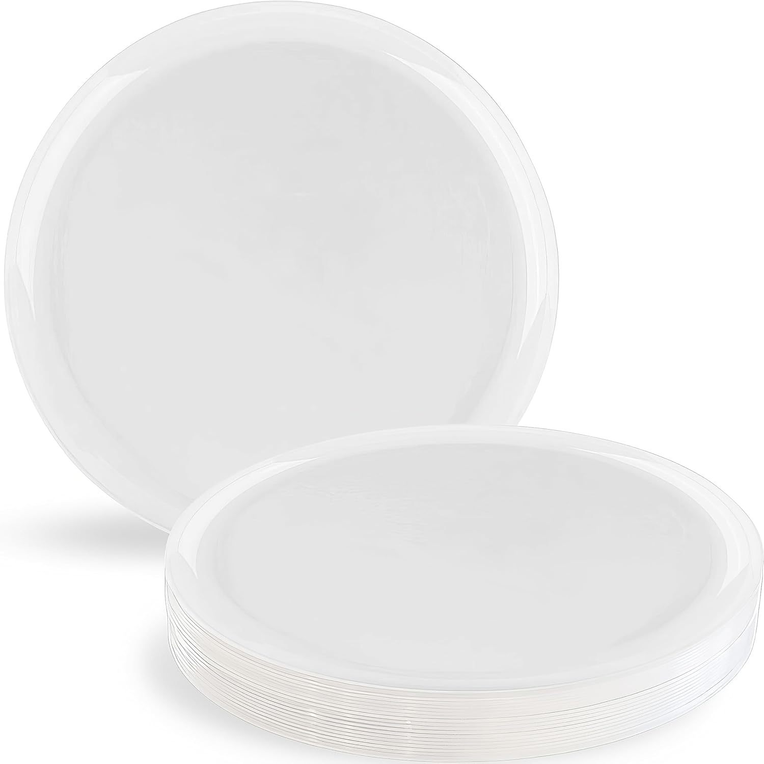 Blue Sky Edge White – Platos desechables de plástico redondos de 10.6 pulgadas (10 unidades) – Vajilla elegante y resistente para eventos y fiestas