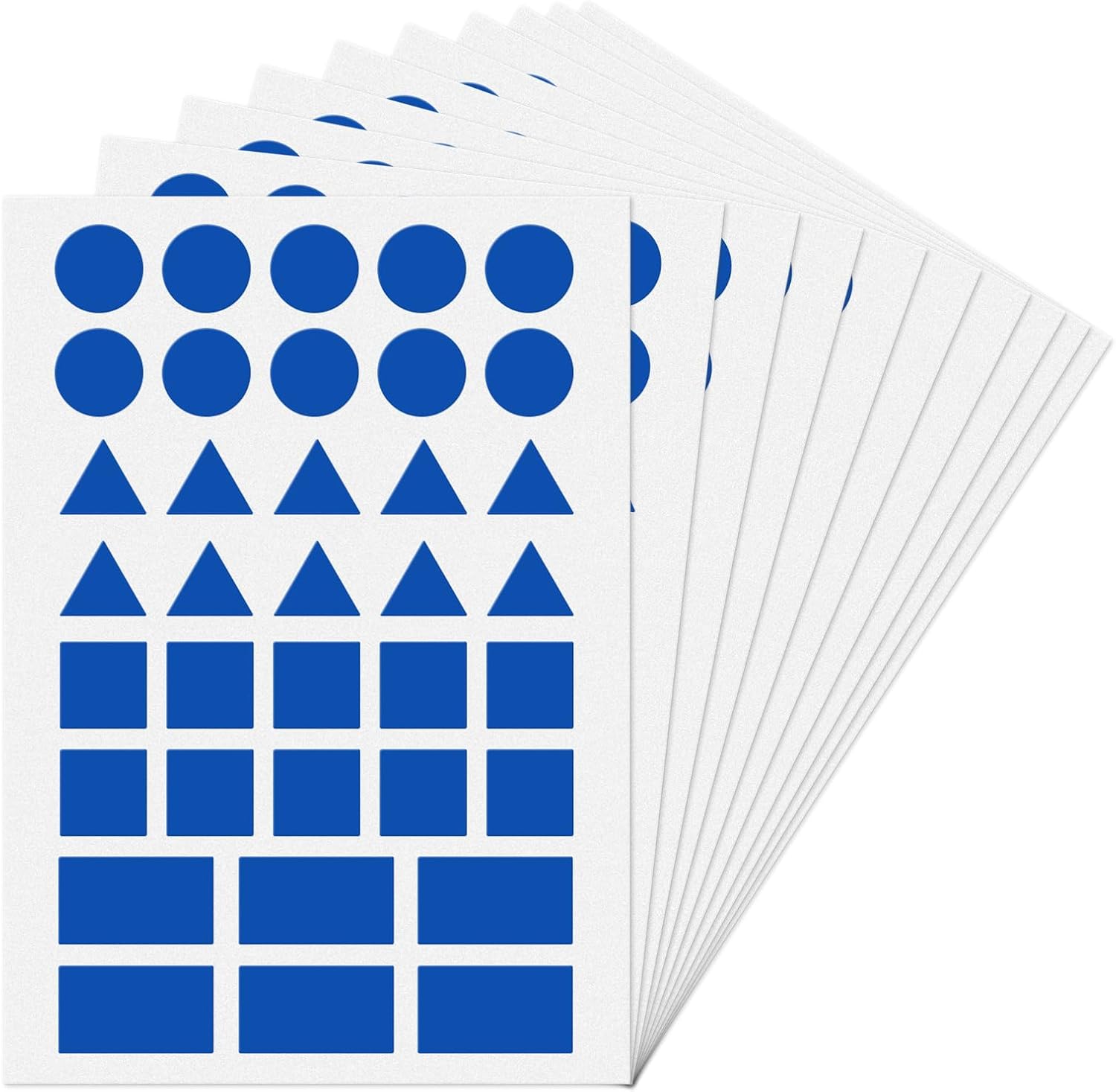 YIKIADA Calcomanías de codificación de colores multiformas, color azul, calcomanías extraíbles de diferentes formas para niños pequeños, triángulos,