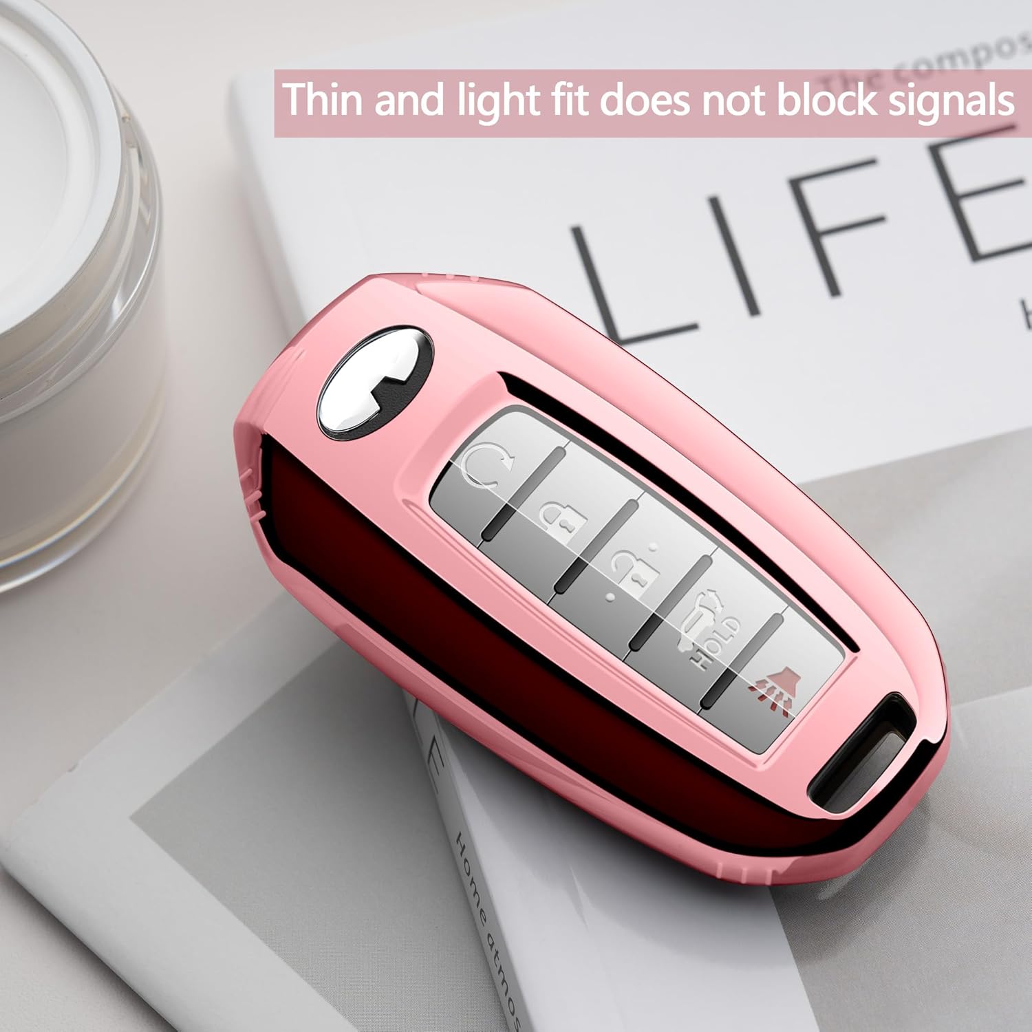 Tengare Funda para llavero de automóvil compatible con funda para llaves Infiniti, protector rosa