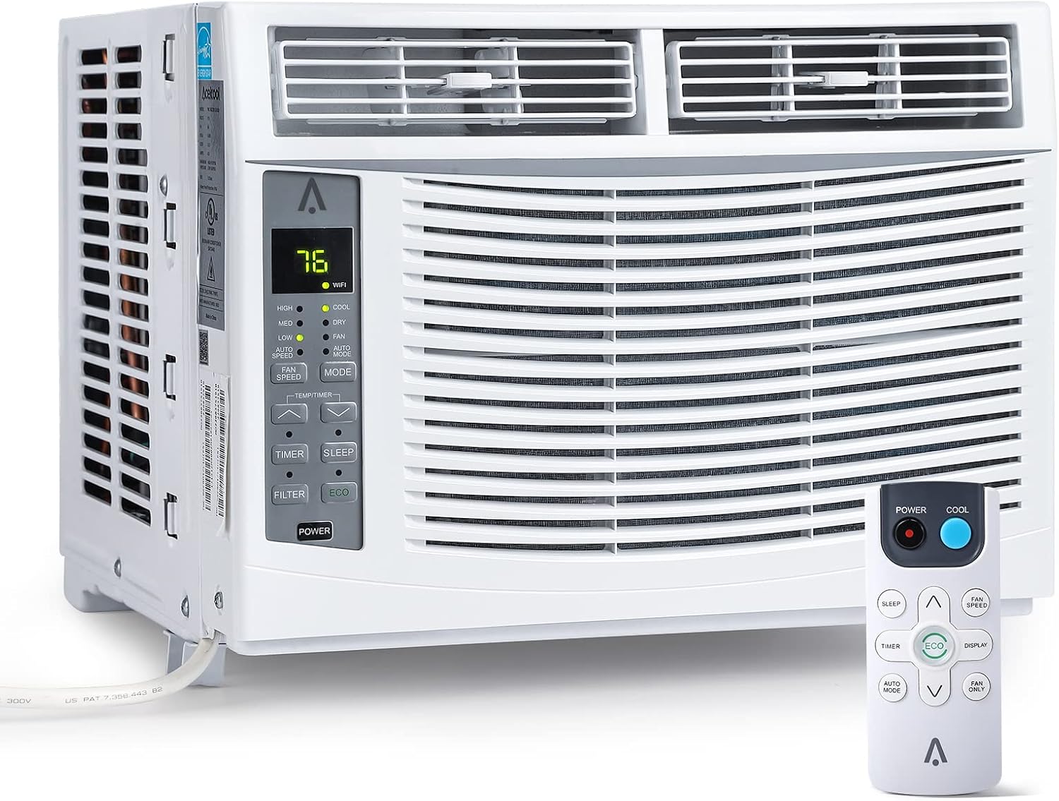 GAOMON Unidad de aire acondicionado para ventana de 6000 BTU, aire acondicionado de ventana de refrigeración eficiente con control remoto y