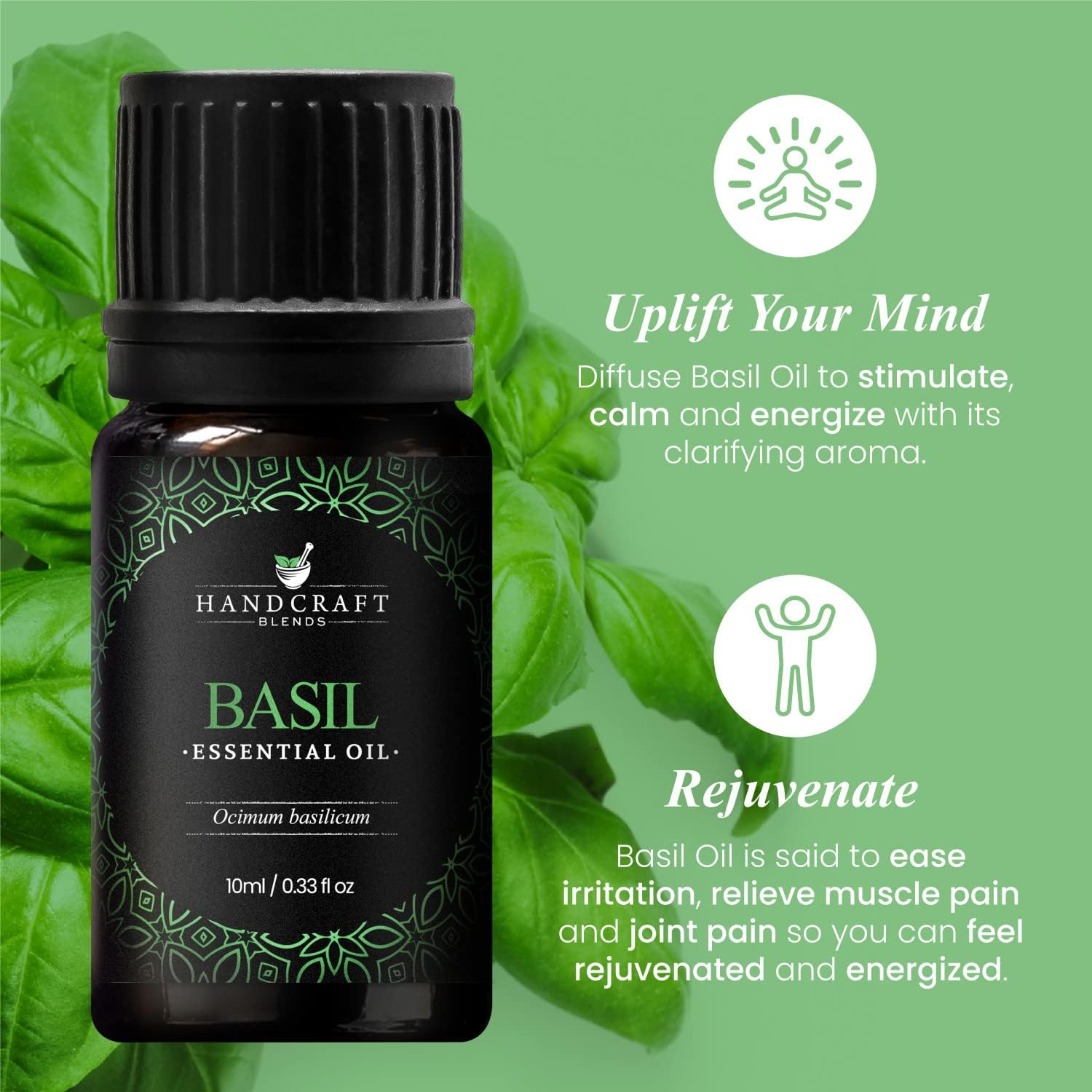 Handcraft Blends – Aceite esencial de albahaca 100% puro y natural, aceite esencial de grado terapéutico de alta calidad para difusor y