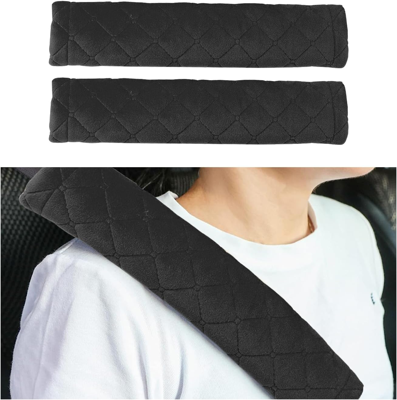 Paquete de 2 fundas suaves para cinturón de seguridad de automóvil, fundas universales para correa de hombro para cinturón de seguridad que ayudan a