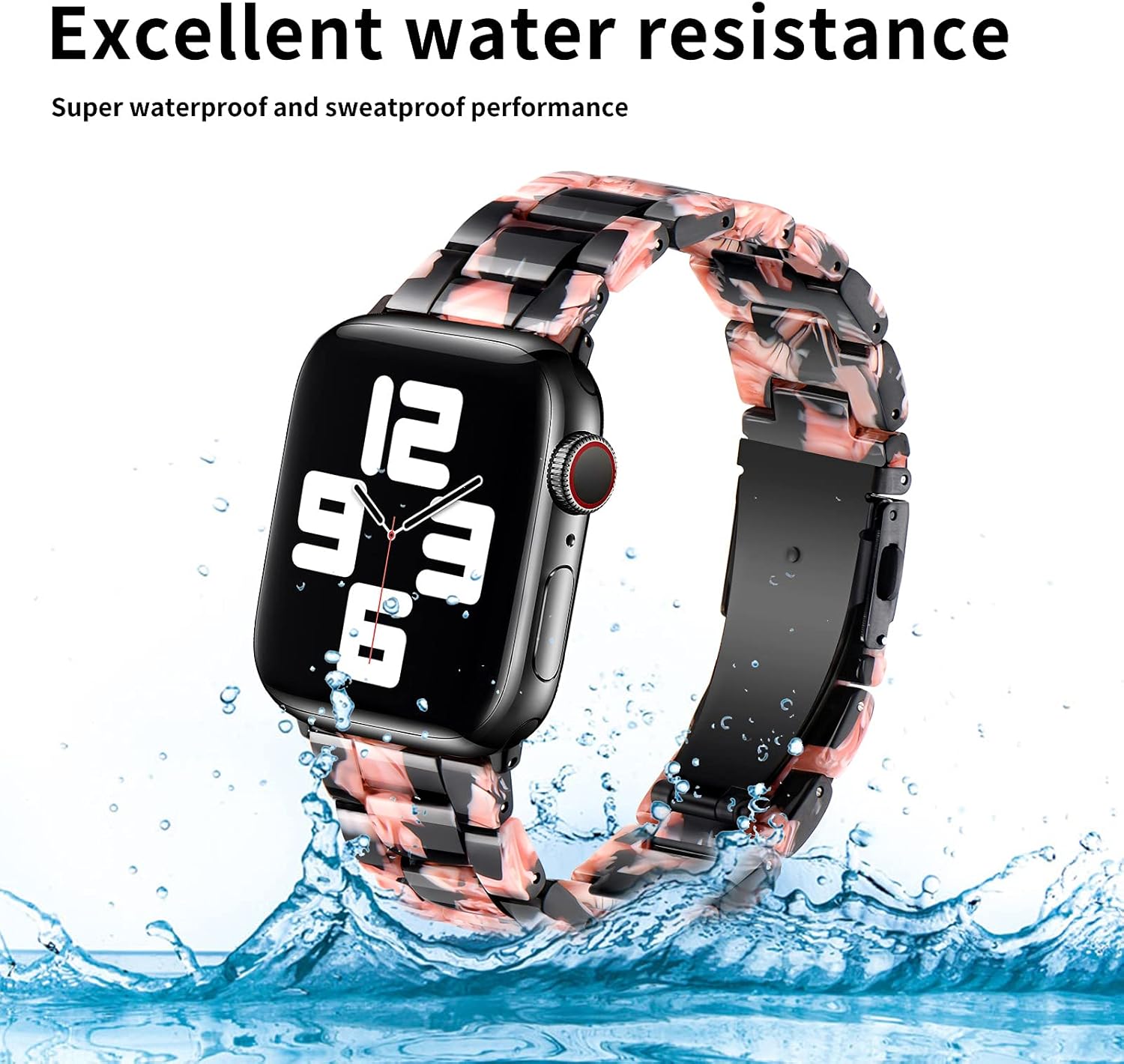 BESTIG – Correa de resina de repuesto compatible con Apple Watch de 1.496pulgadas, 1.575pulgadas, 1.614pulgadas, resistente al agua, para iWatch