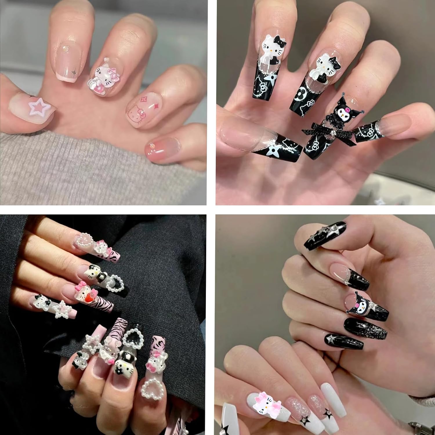SICIJONYY 50 dijes de uñas de gatito 3D para arte de uñas, encantos kawaii para arte de uñas, dijes de resina con parte trasera plana, bonitos dijes