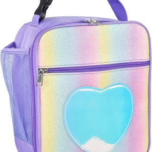 Samhe Lonchera para niñas y niños, bolsa de mano aislada con diseño de arco iris, a prueba de fugas, térmica, reutilizable, para la escuela, la Samhe Lonchera para niñas y niños, bolsa de mano aislada con diseño de arco iris, a prueba de fugas, térmica, reutilizable, para la escuela, la