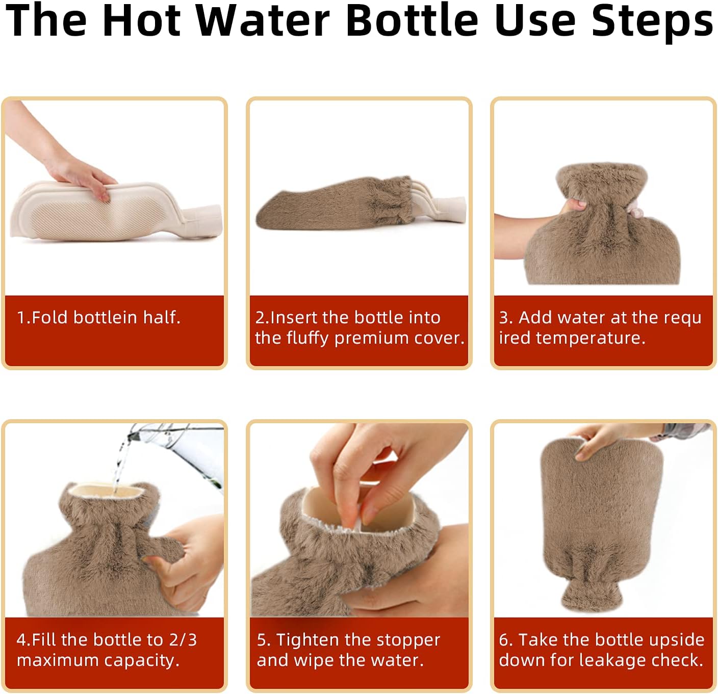 Botella de agua caliente de goma con tapa suave (2 litros), bolsa clásica de agua caliente para aliviar el dolor, calambres, cuello, dolor de