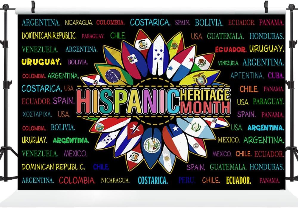 Ticuenicoa Telón de fondo del mes de la herencia hispana de 5 x 3 pies, pancarta del mes de la herencia hispana, decoraciones latinoamericanas, aula