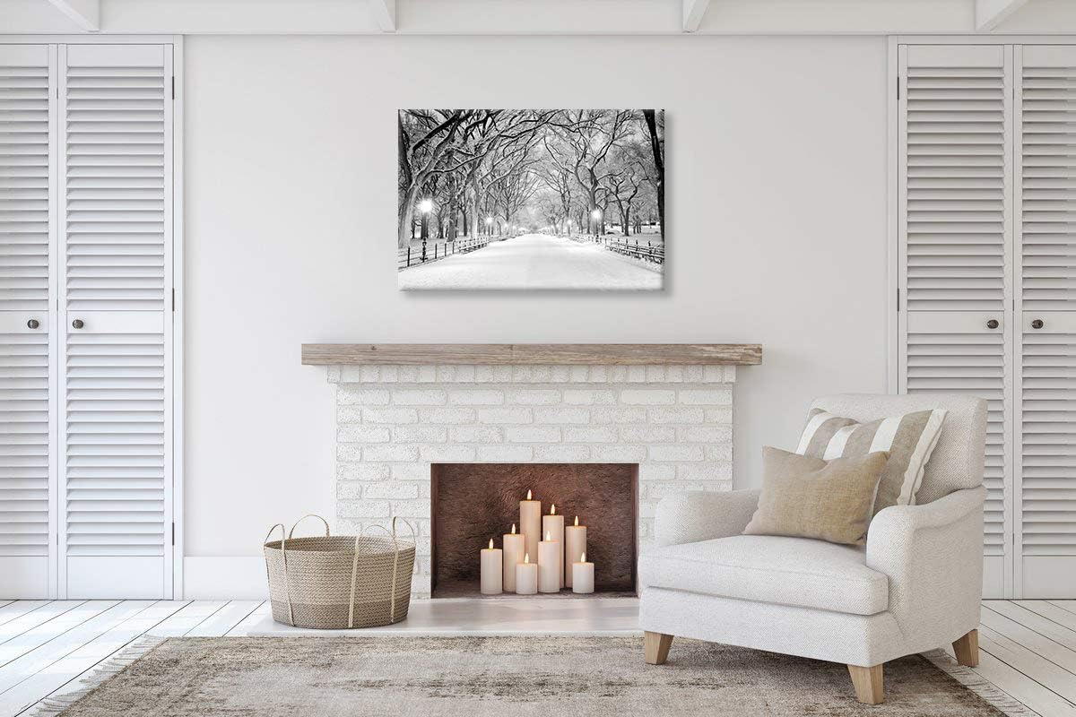SEVEN WALL ARTS Hermoso lienzo de invierno para pared, paisaje, árboles nevados, parque central, lienzo, moderno, fresco, cuadros de pared,