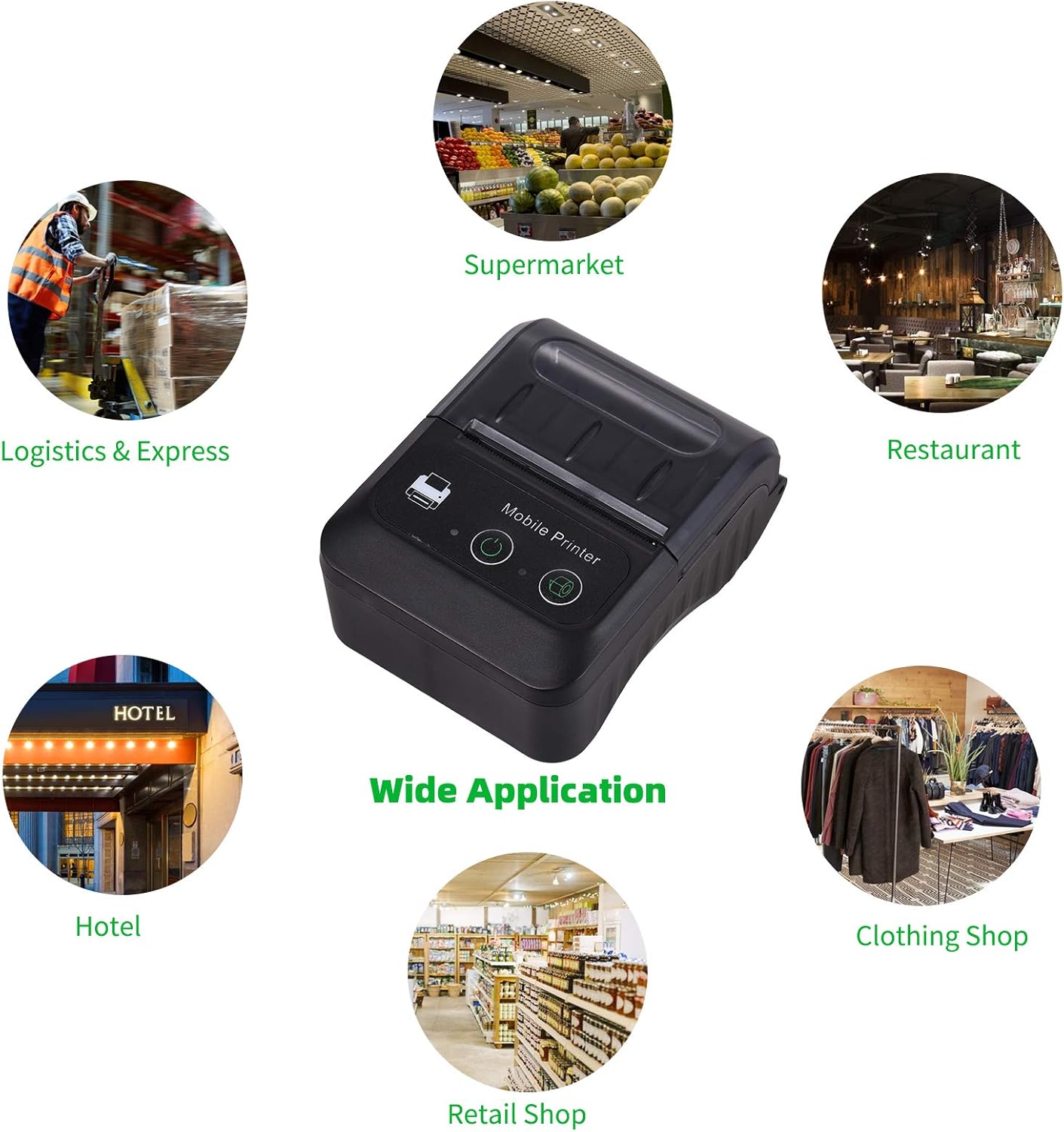Impresora térmica de recibos portátil BT 2.283 in 2 pulgadas Mini USB Bill POS Impresora móvil Soporte ESCPOS Comando de impresión compatible con